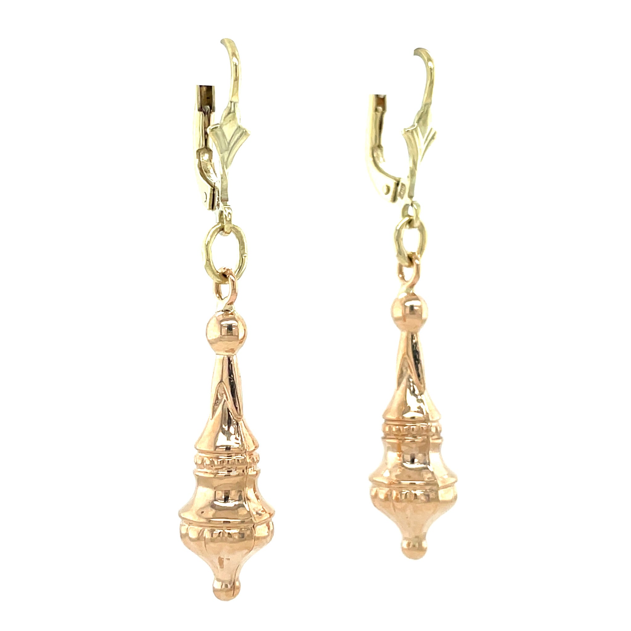 Bicolour golden vintage earrings 14 kt