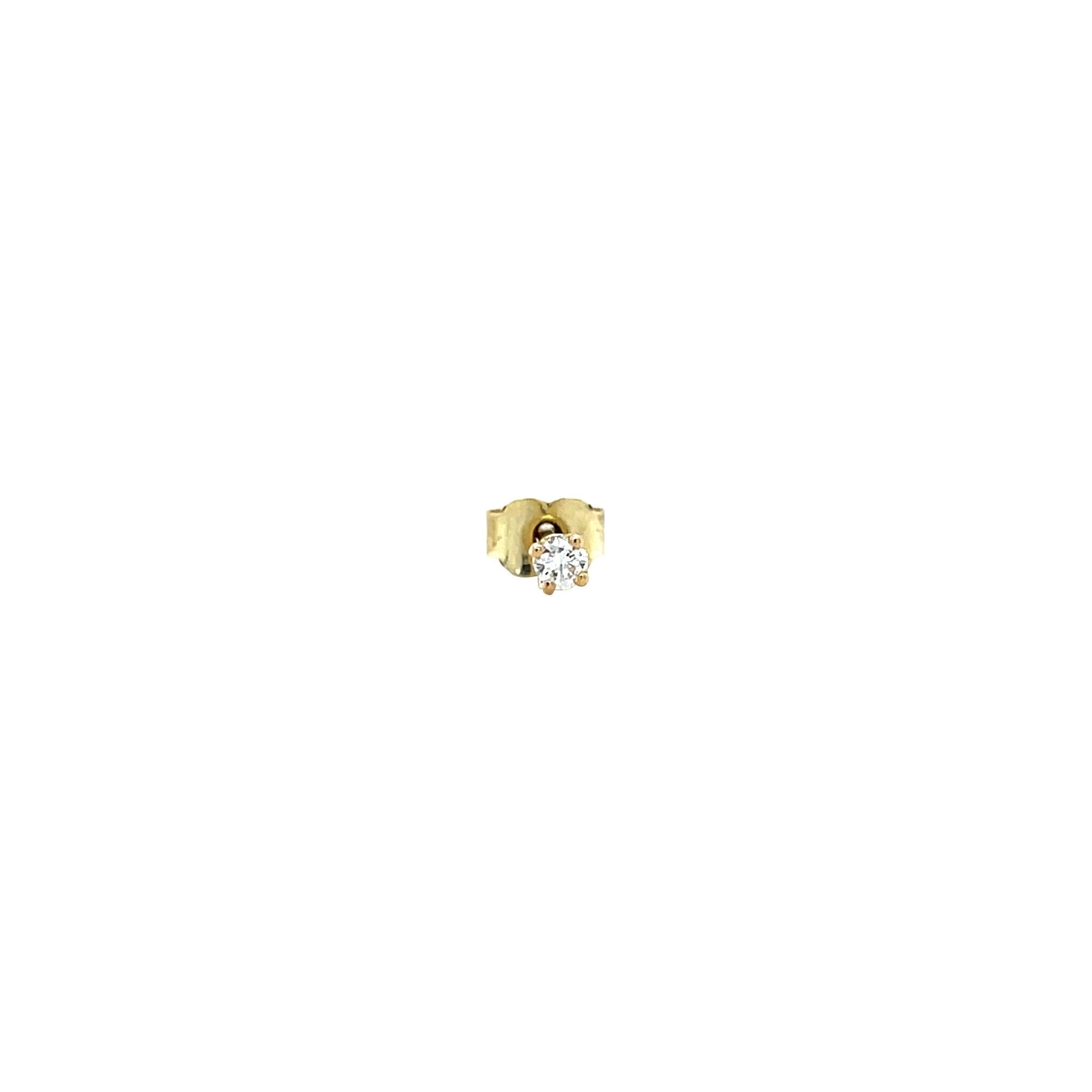 14 kt gold solitaire diamond stud earring