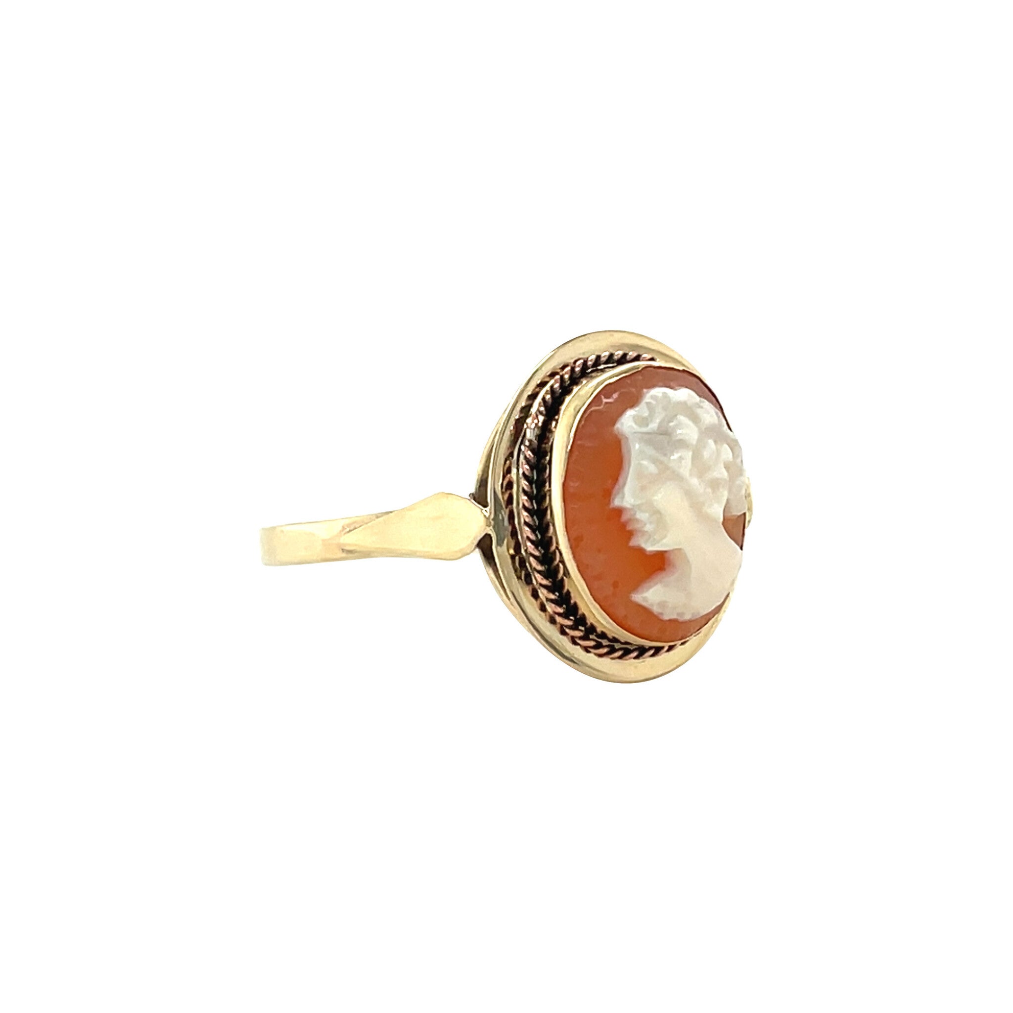 Gouden vintage ring met camee 14 kt