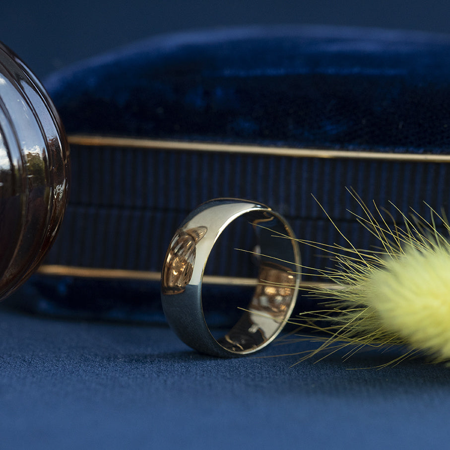 Gouden vintage trouw gladde ring 14 krt