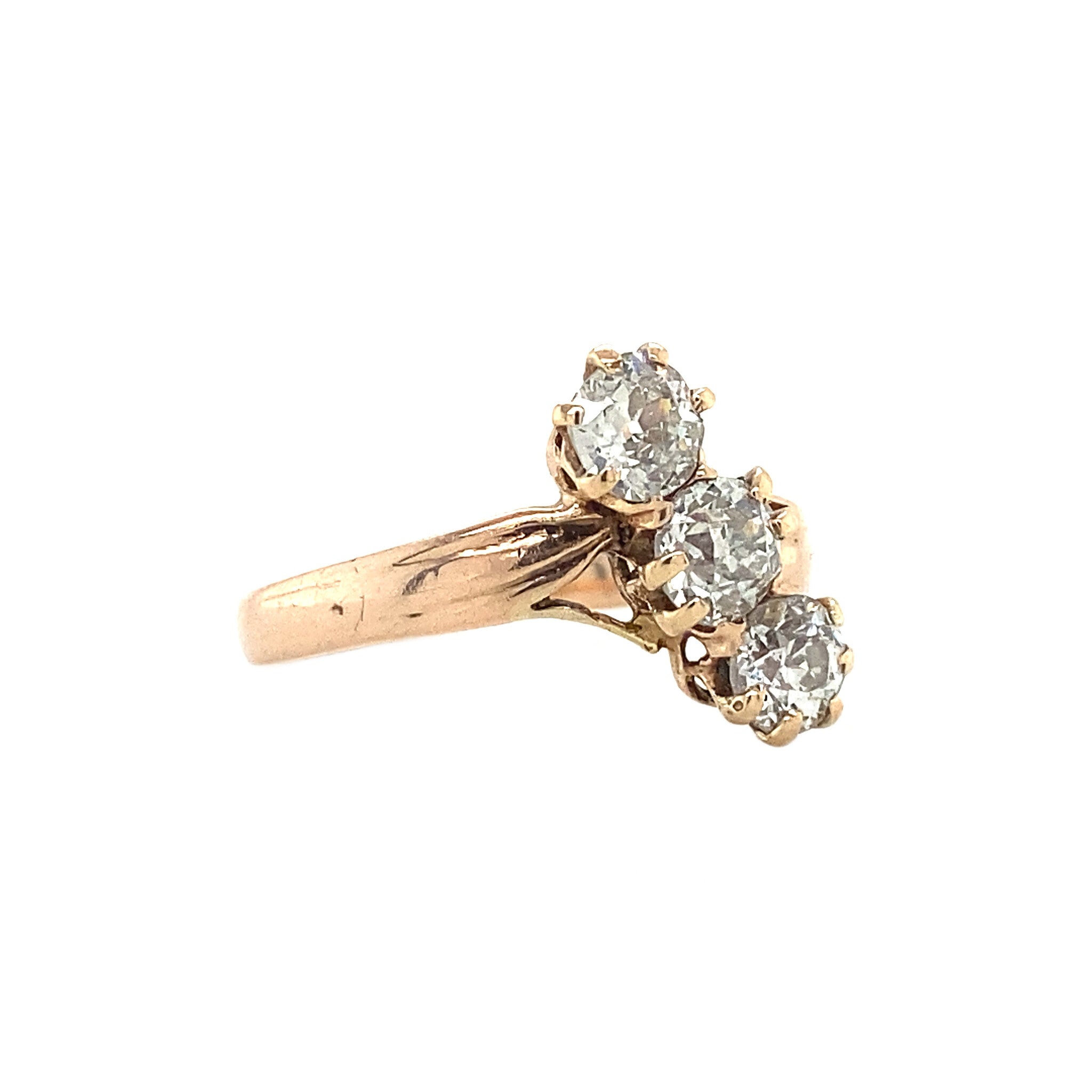 Roségouden ring met diamant 14 krt