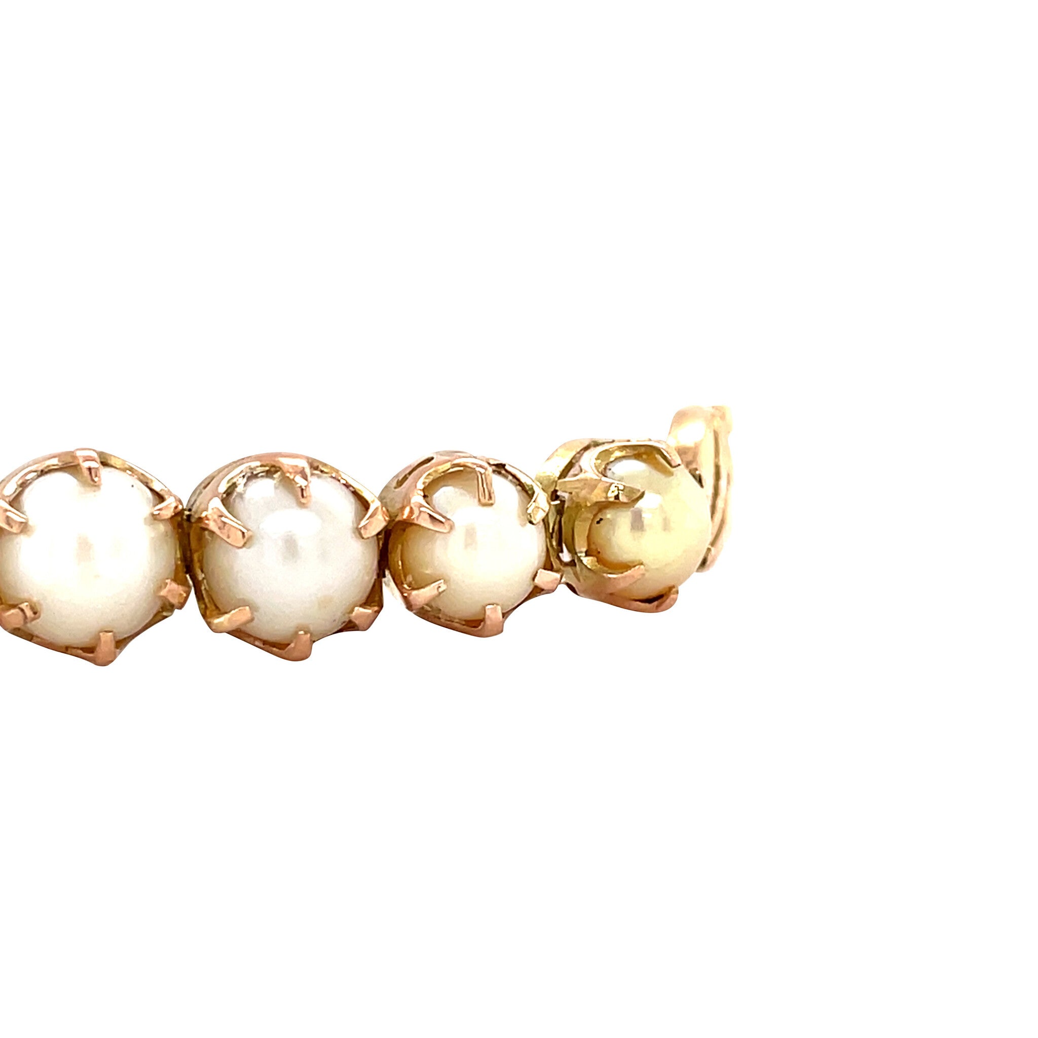 Roségouden vintage armband met parel 14 krt