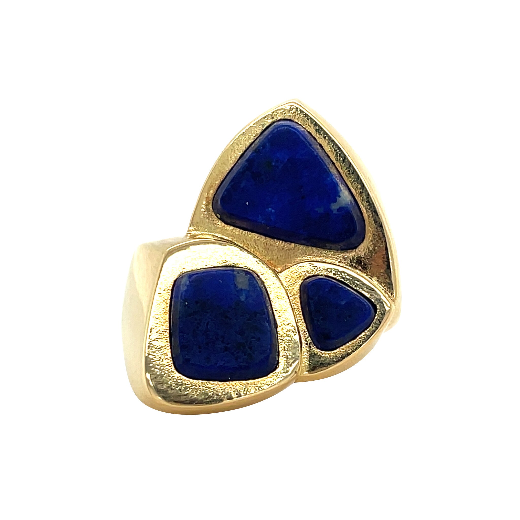 Gouden vintage ring met lapis lazuli 18 kt