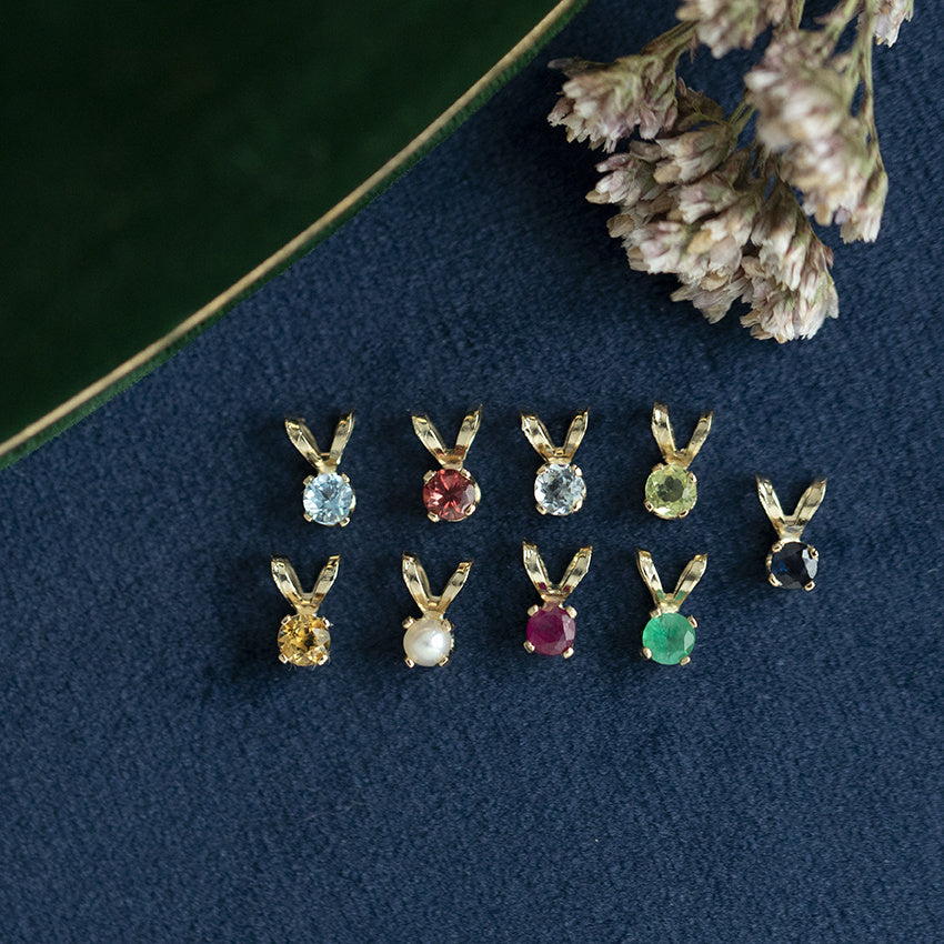 Gouden vintage solitair hanger met peridoot 14 kt