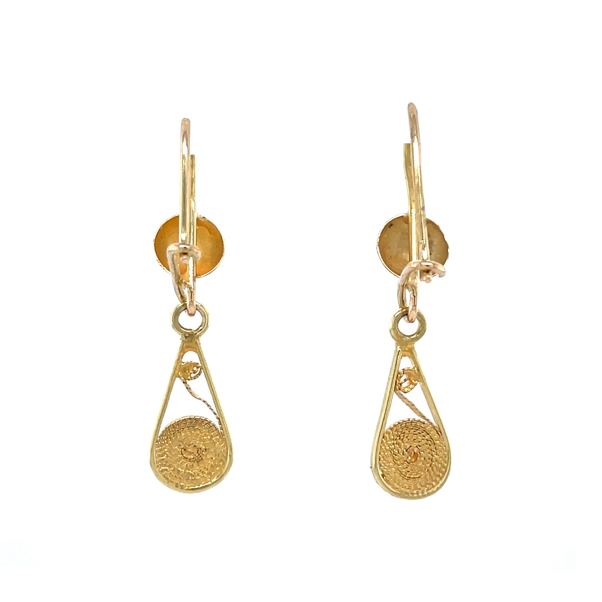 18 kt gold vintage fantasy dangle earrings