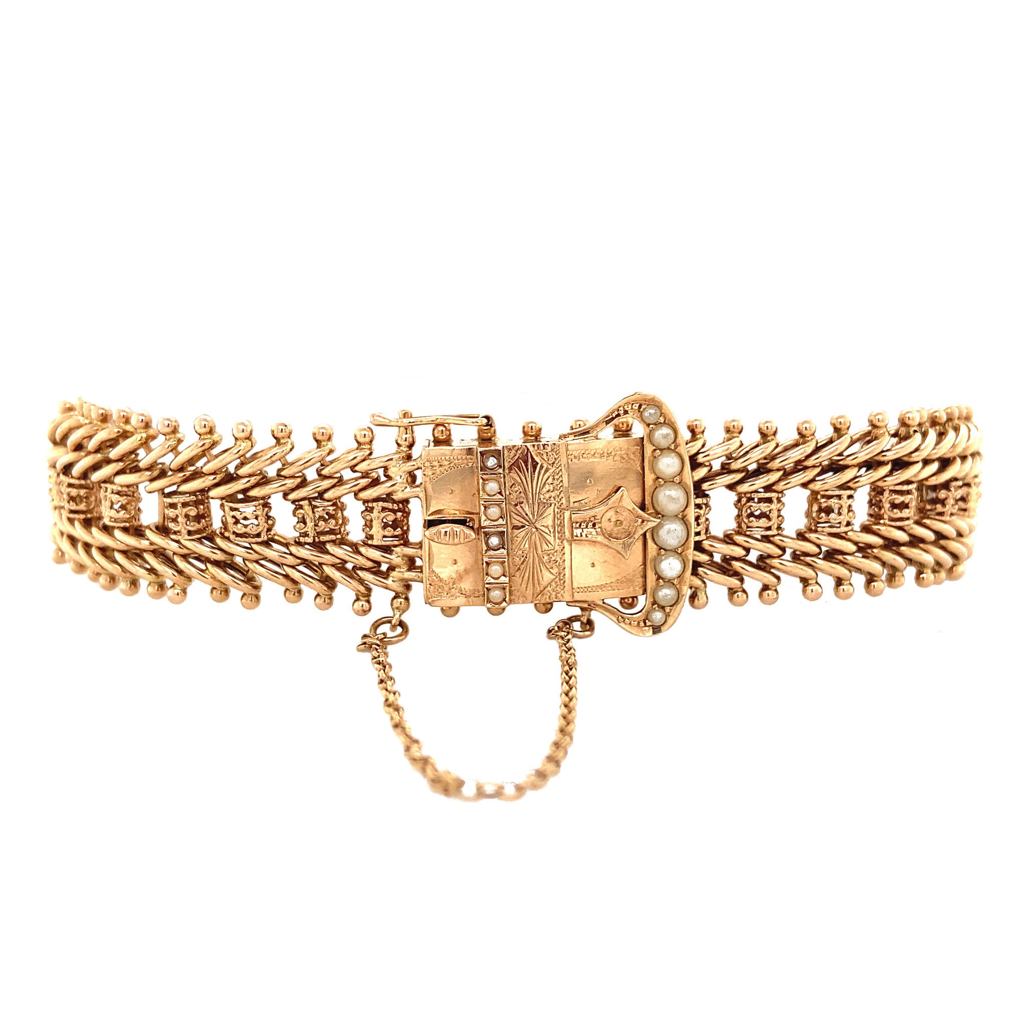 Vintage rose-gold bracelet with pearls 14 kt