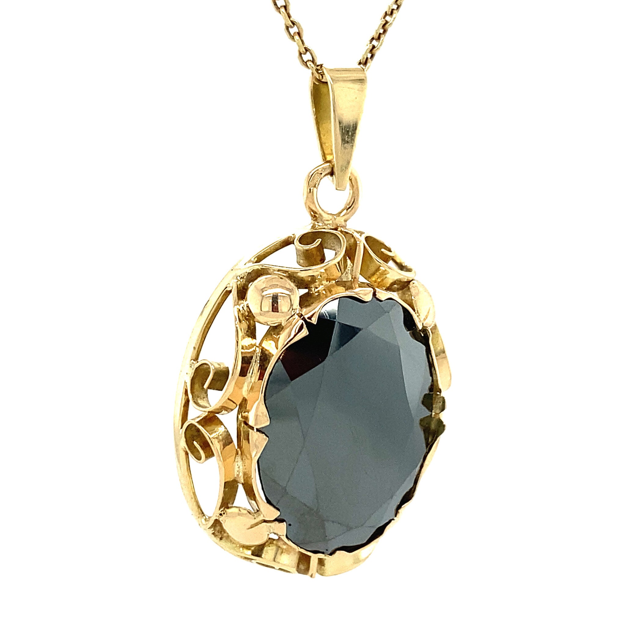 Gouden hanger met hematiet 14 krt