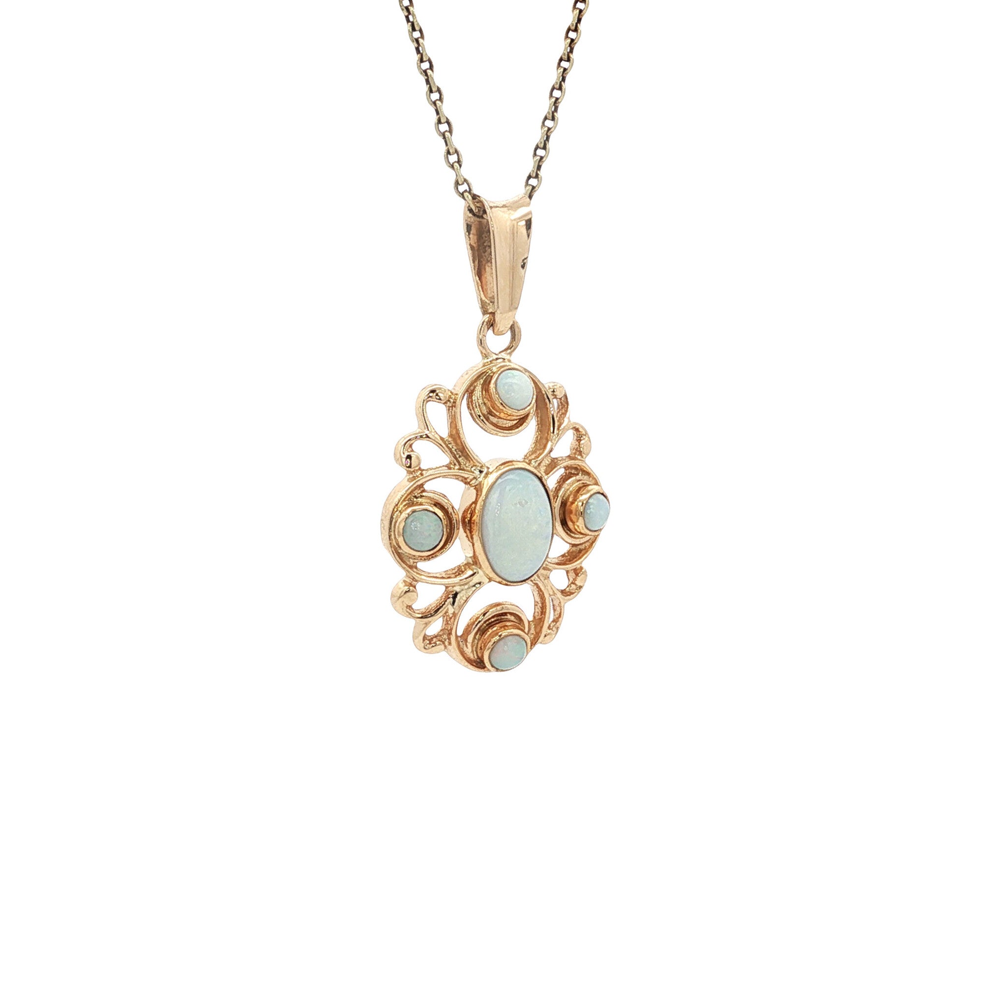 Gold vintage pendant with opal 14 kt