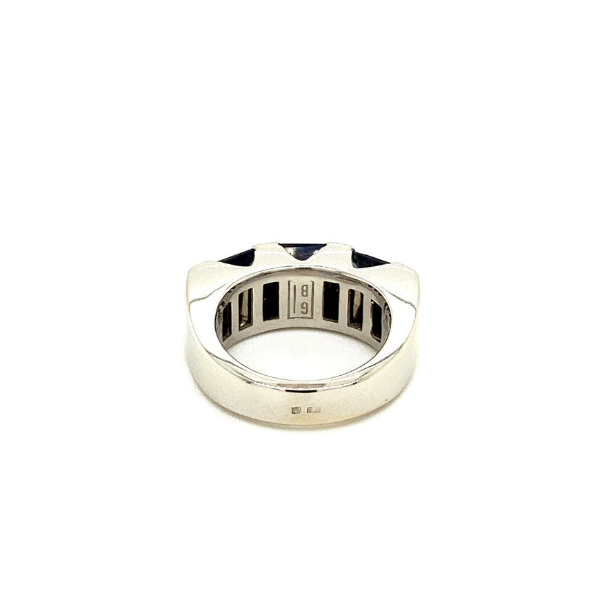 Witgouden ring met amethist en diamant 18 krt
