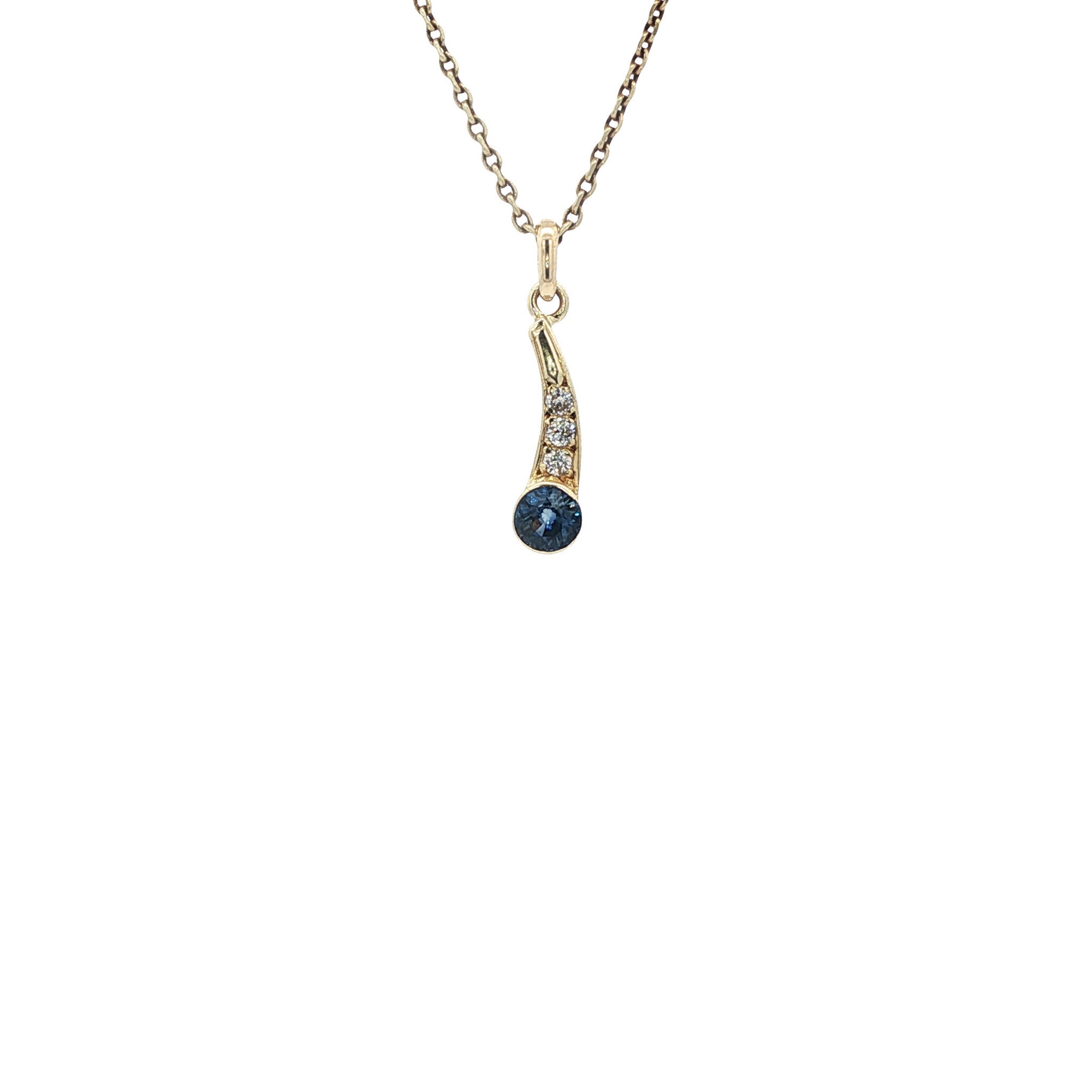 Vintage pendant with topaz and diamond, 8 kt gold