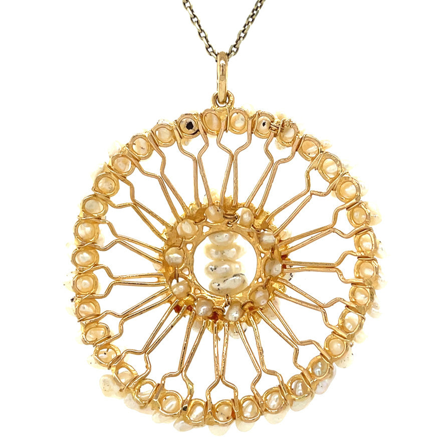 Vintage 20 kt gold pendant with pearl