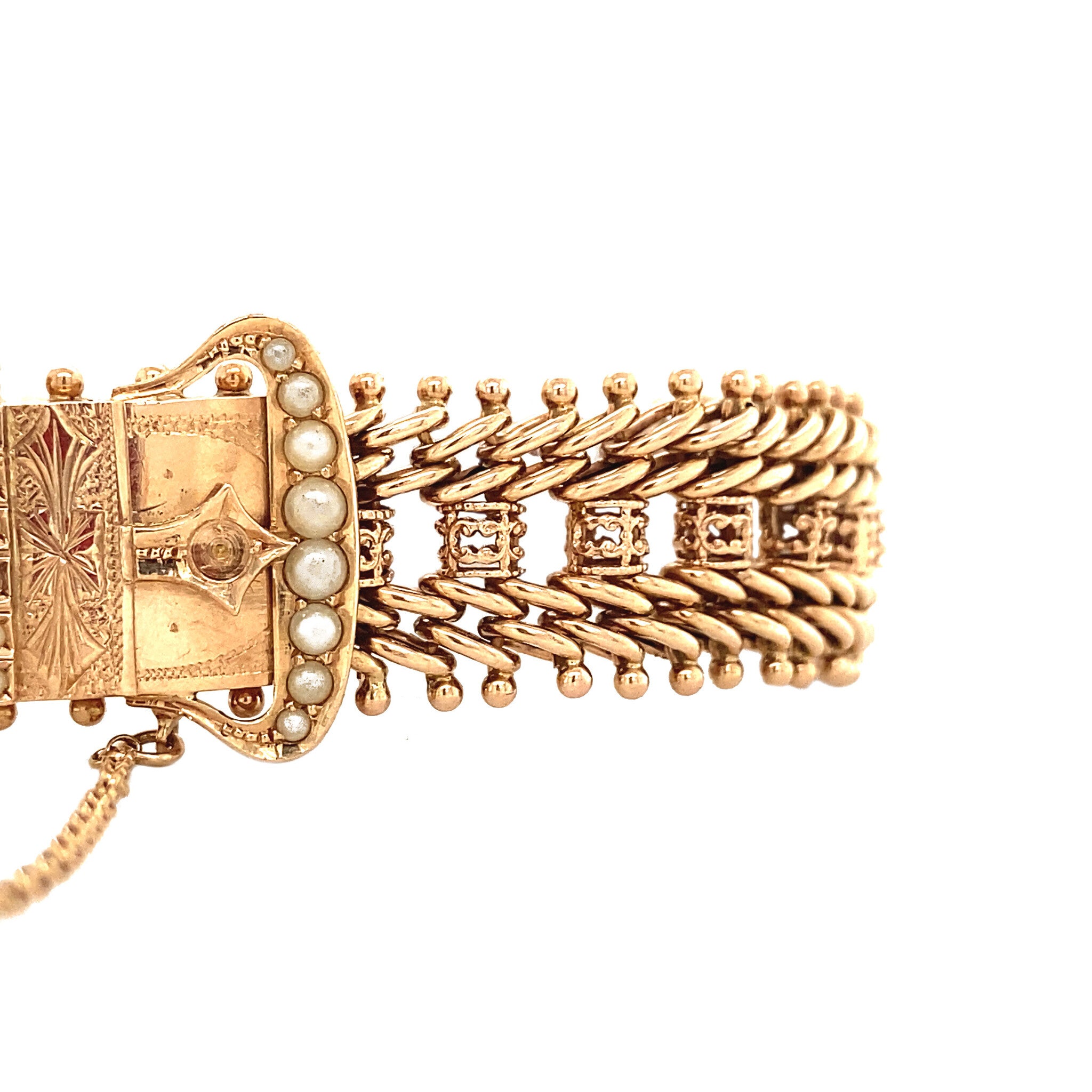 Vintage rose-gold bracelet with pearls 14 kt