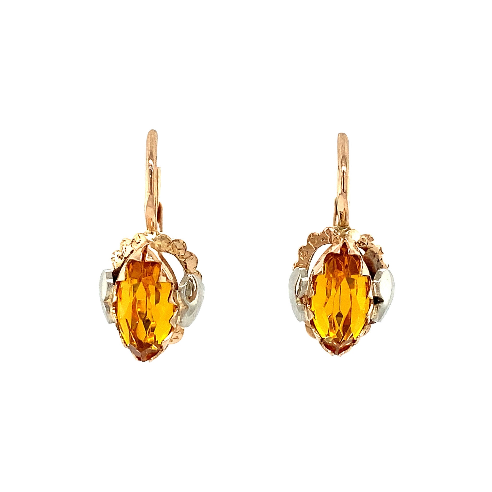 14 kt gold earrings with yellow topaz