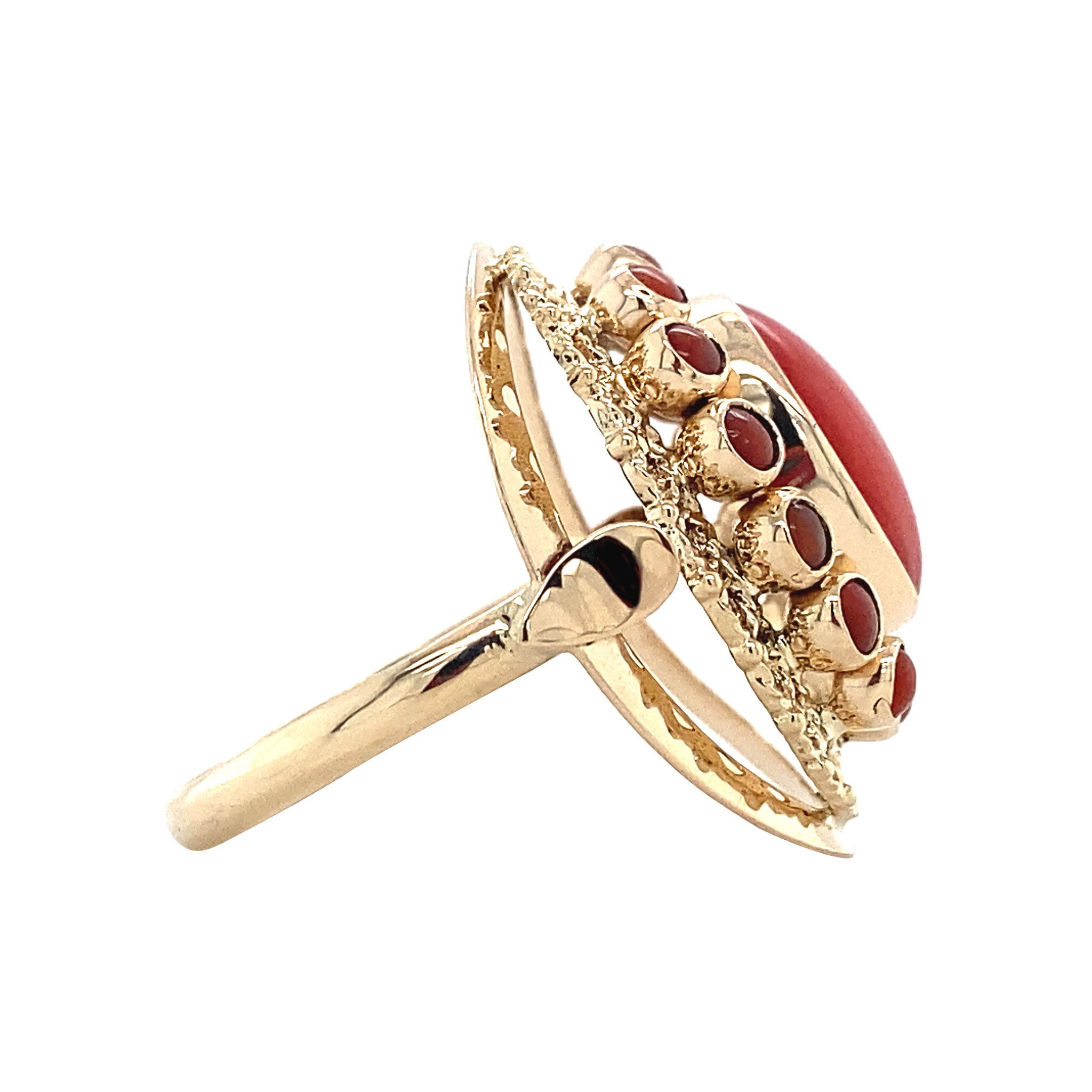 Gouden ring met bloedkoraal 14 krt