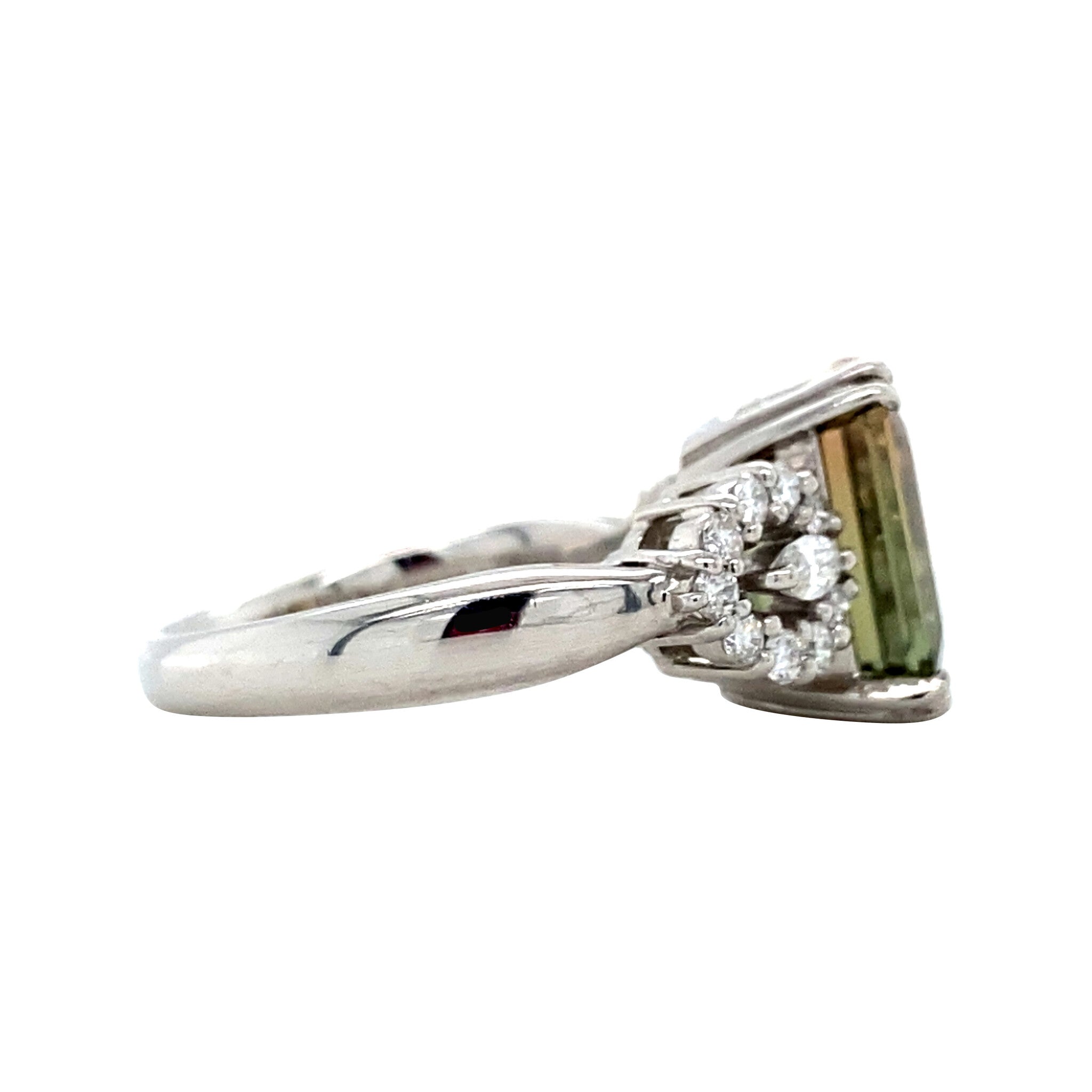Platinum vintage ring with tourmaline and diamond 900