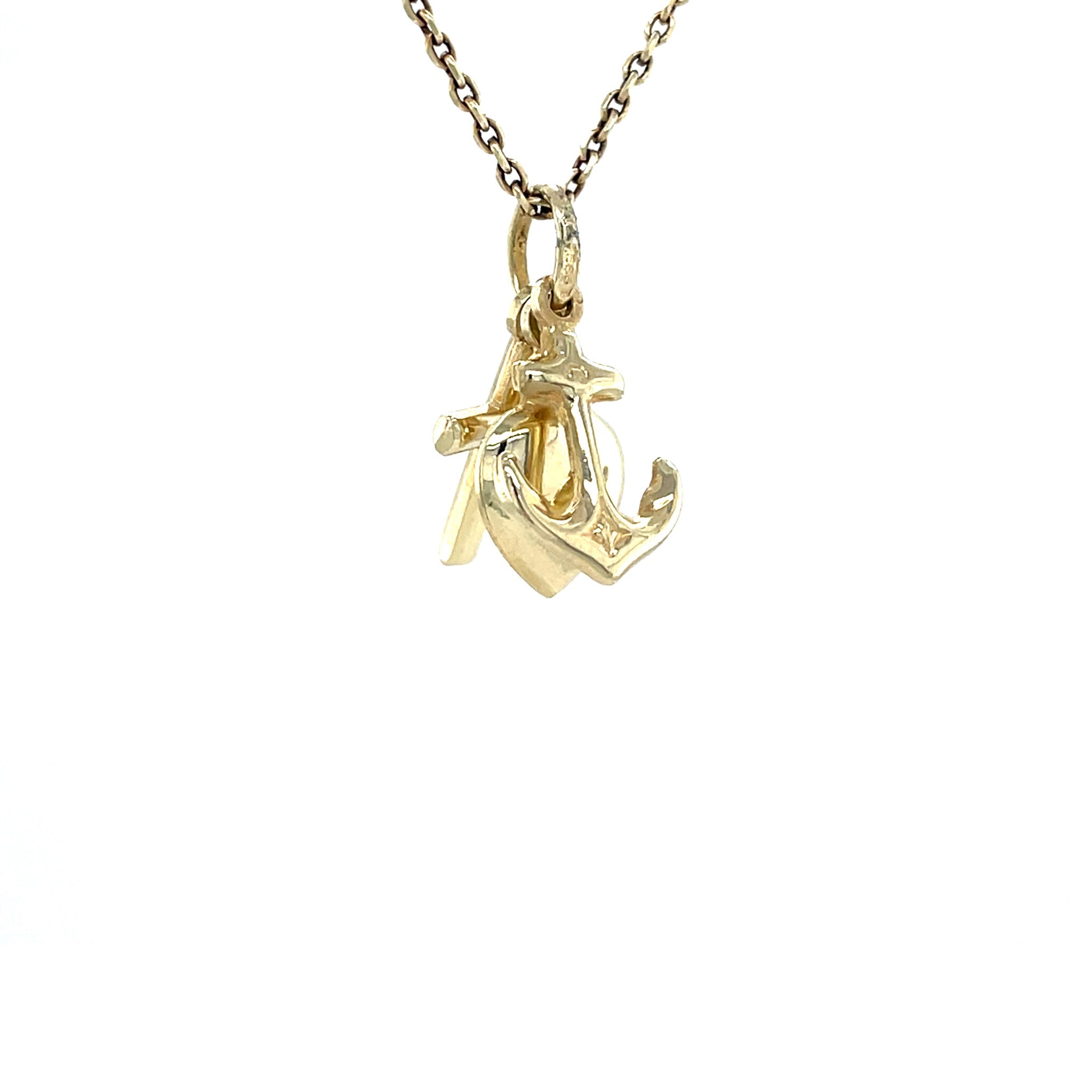 Gouden vintage geloof, hoop en liefde hanger 14 krt