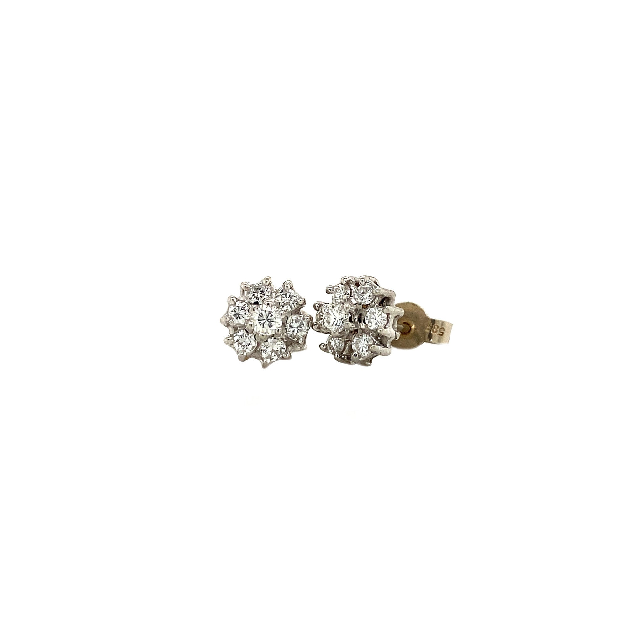 14 kt white gold entourage stud earrings with diamond