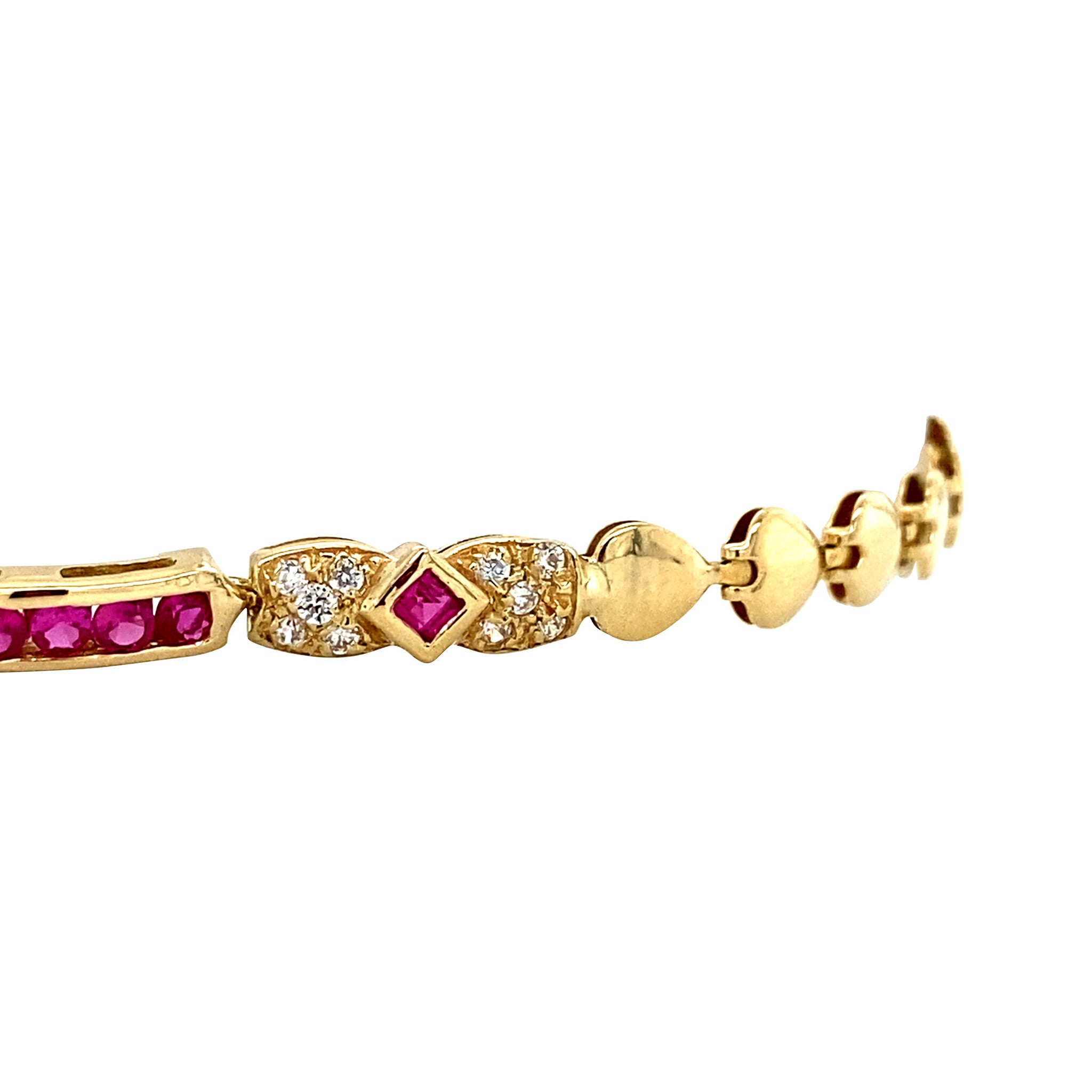 Gouden vintage armband met kleursteen en zirkonia 18 krt