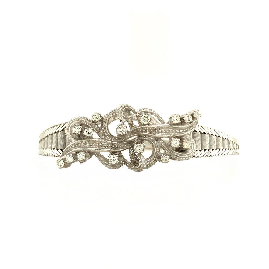 Vintage 14 kt white gold bracelet with diamond