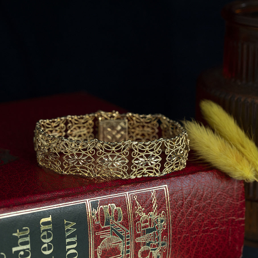 Gouden vintage fantasie armband 14 kt