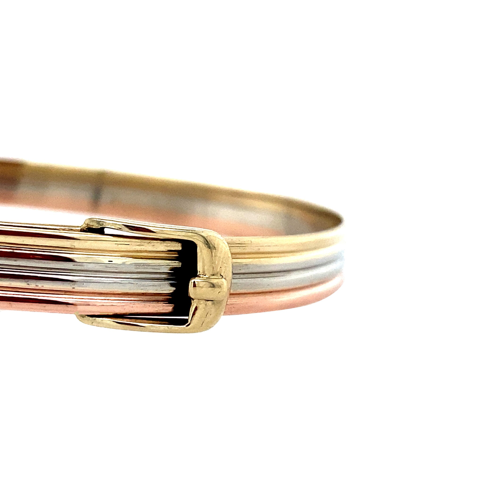 Tricolour vintage gouden bangle 14 krt