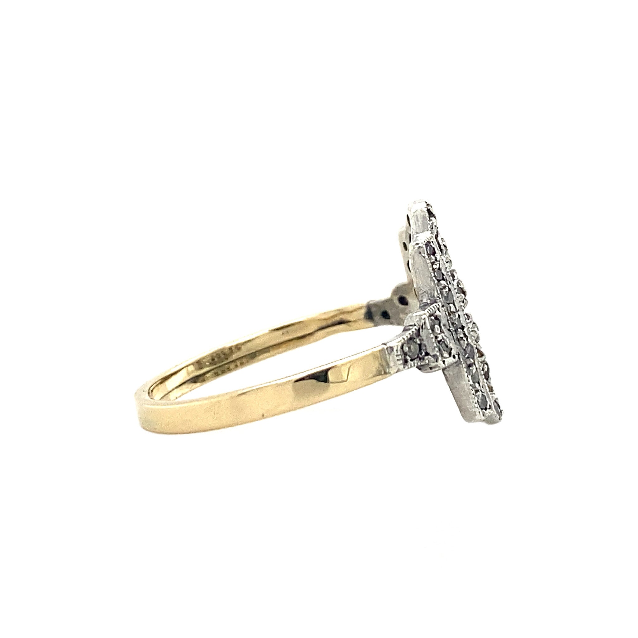 Bicolour gold ring with diamond 14 crt 925