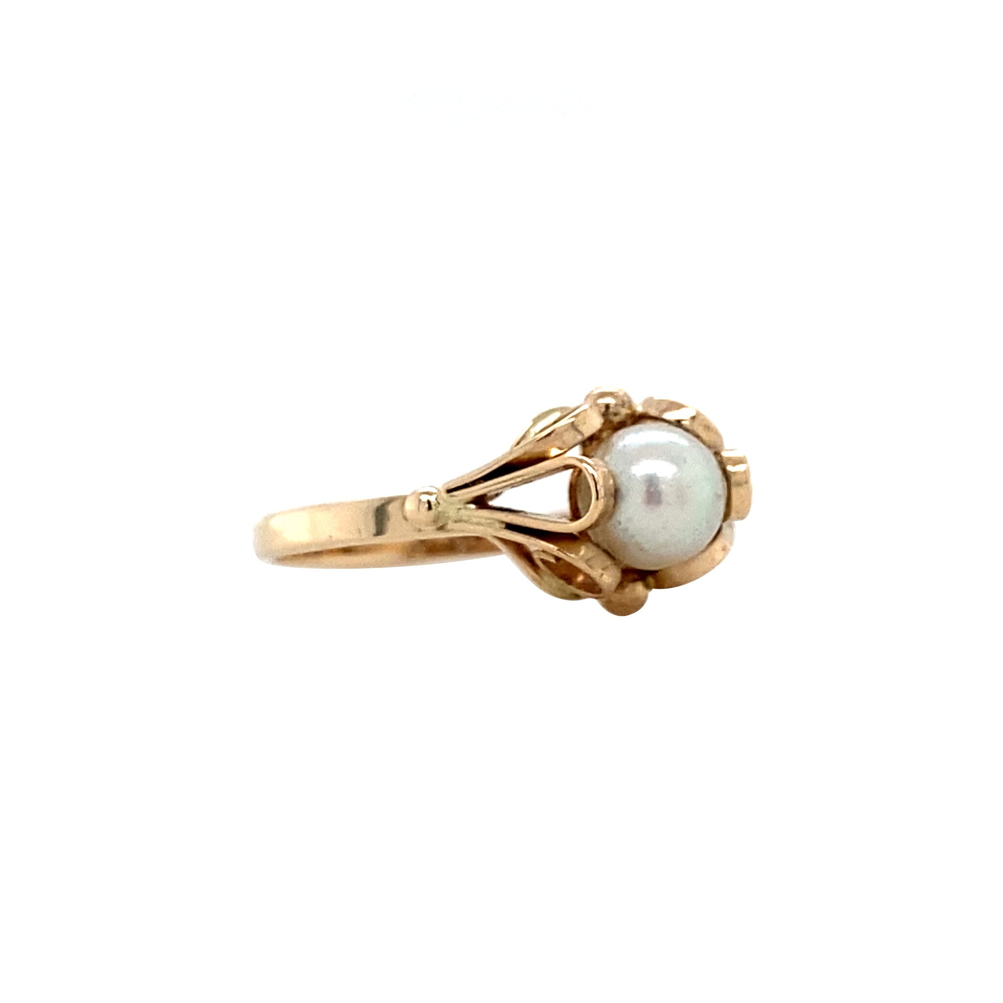 Gouden ring met parel 14 krt