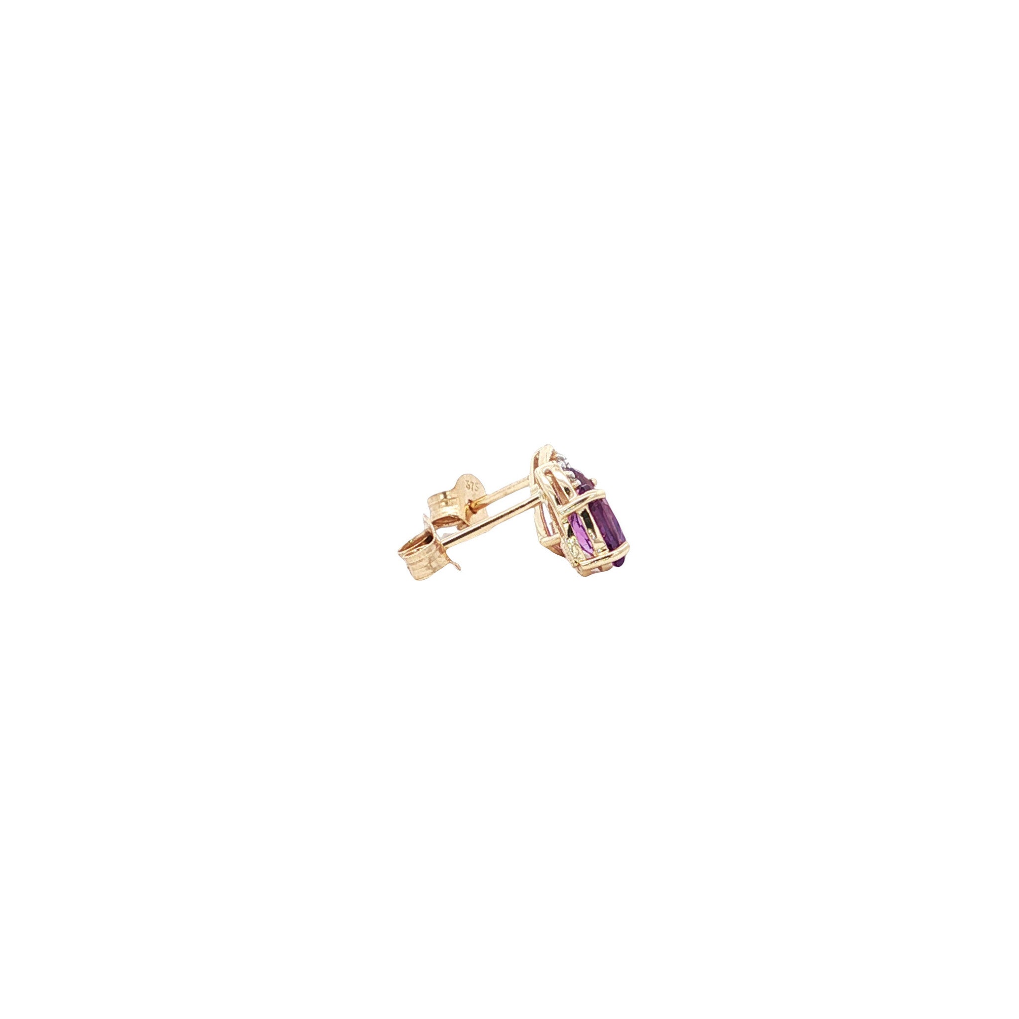 Oorbellen met amethist en diamant 9 kt