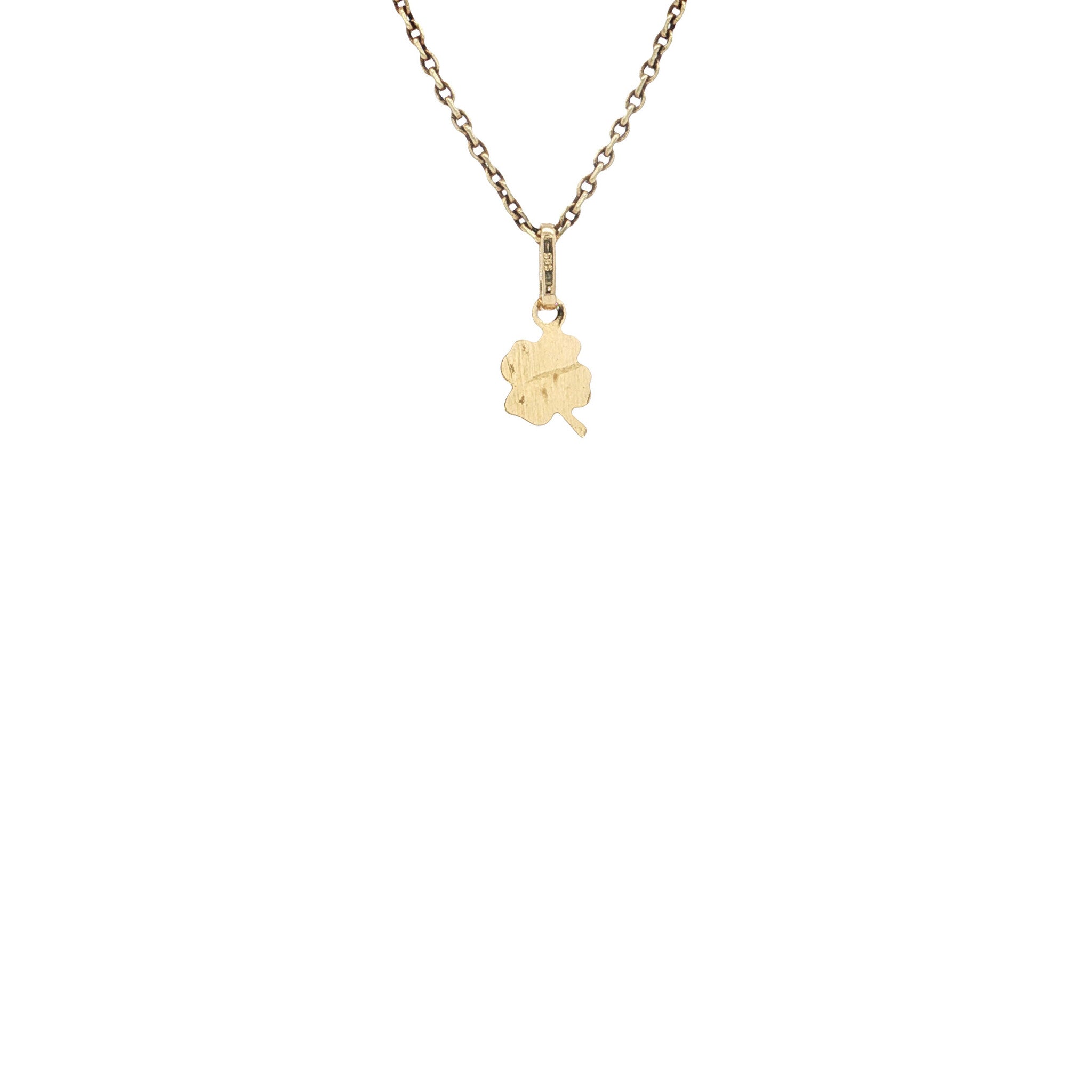 Gouden vintage klavertje vier hanger 14 kt