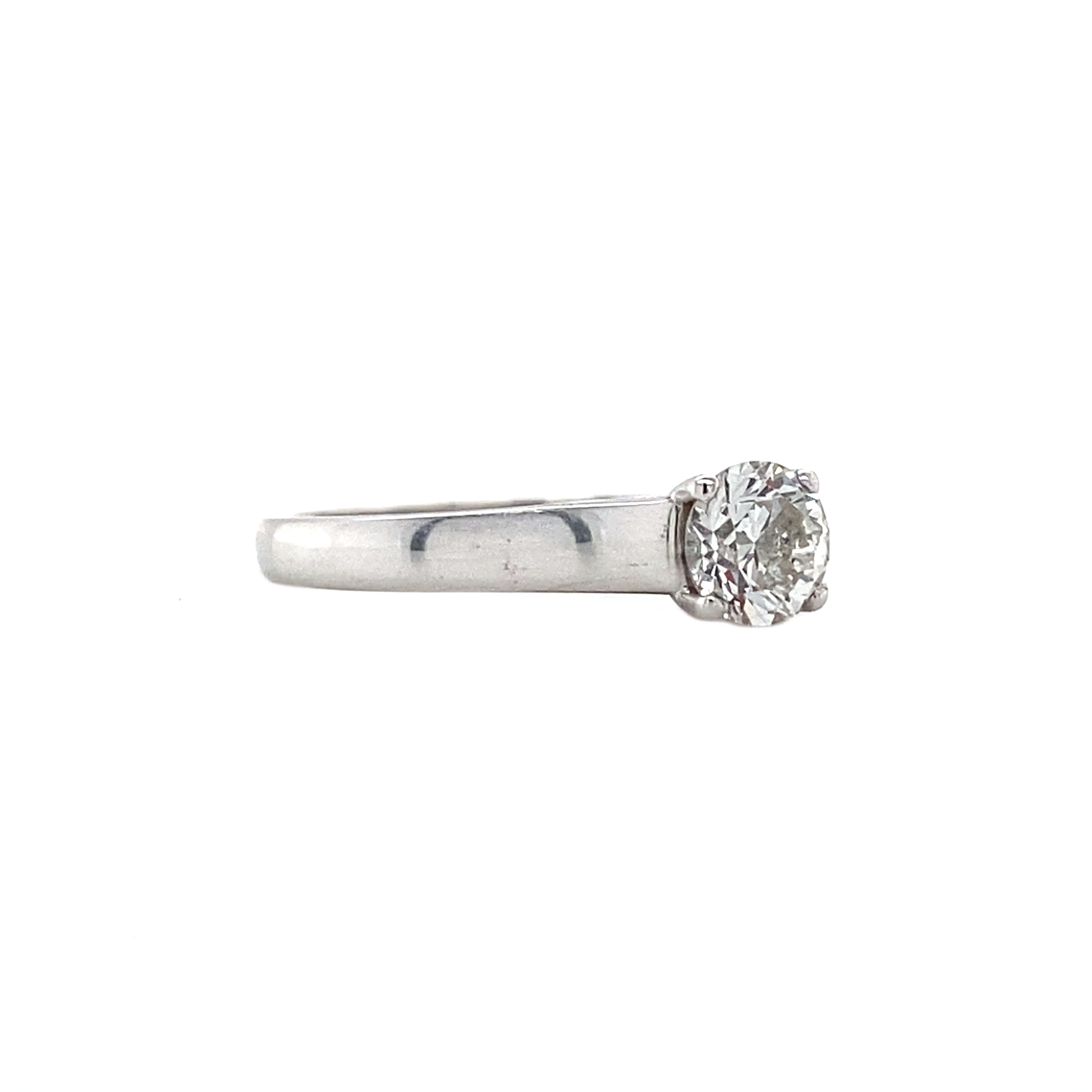 Witgouden vintage solitair ring met diamant 14 krt