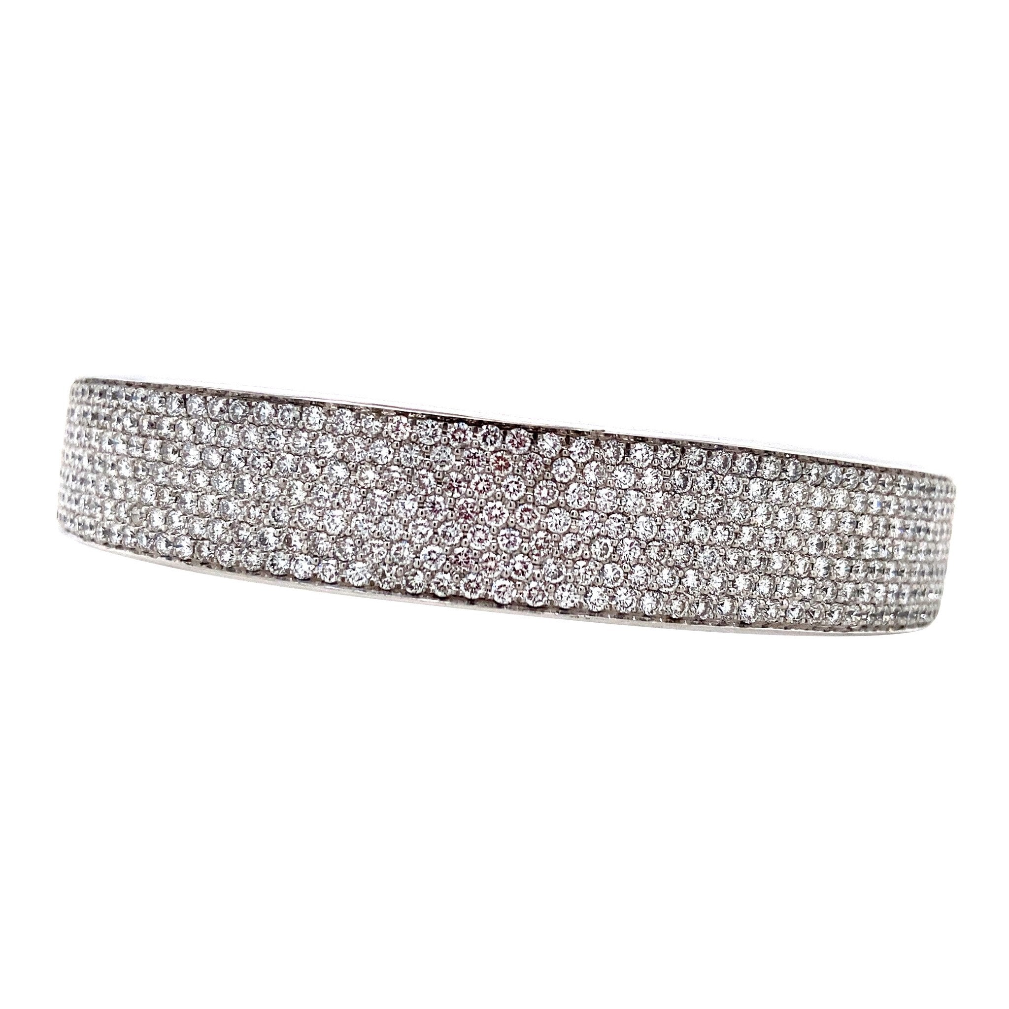 Witgouden vintage bangle met diamant 18 krt
