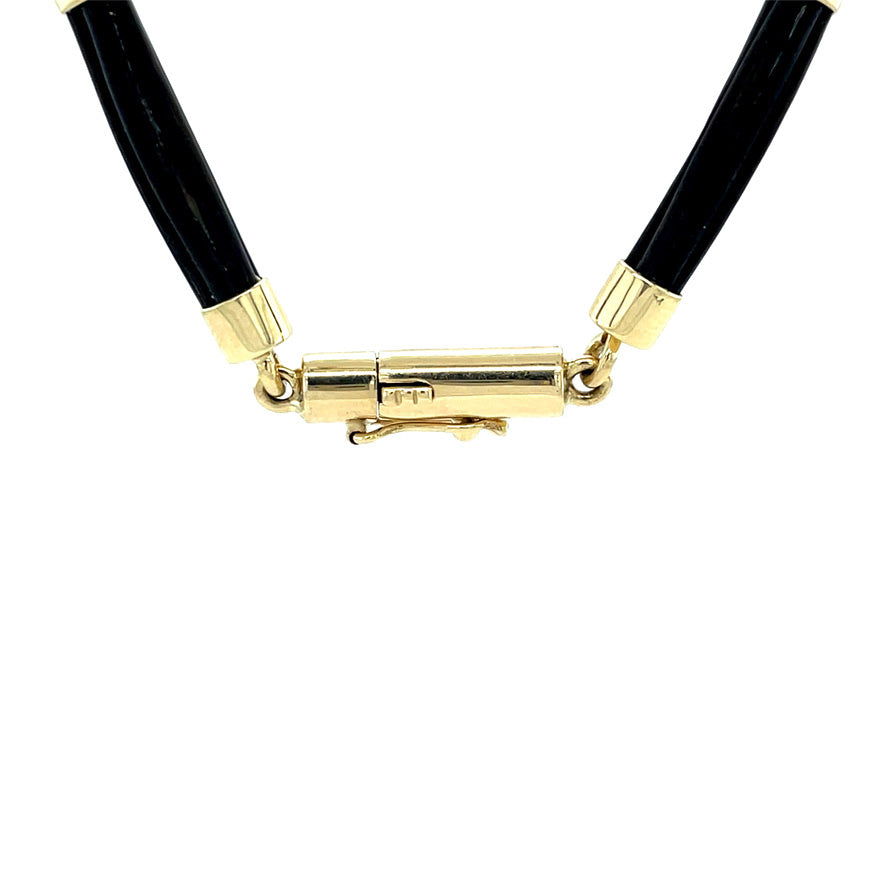 Gold vintage necklace with elephant hair 14 kt