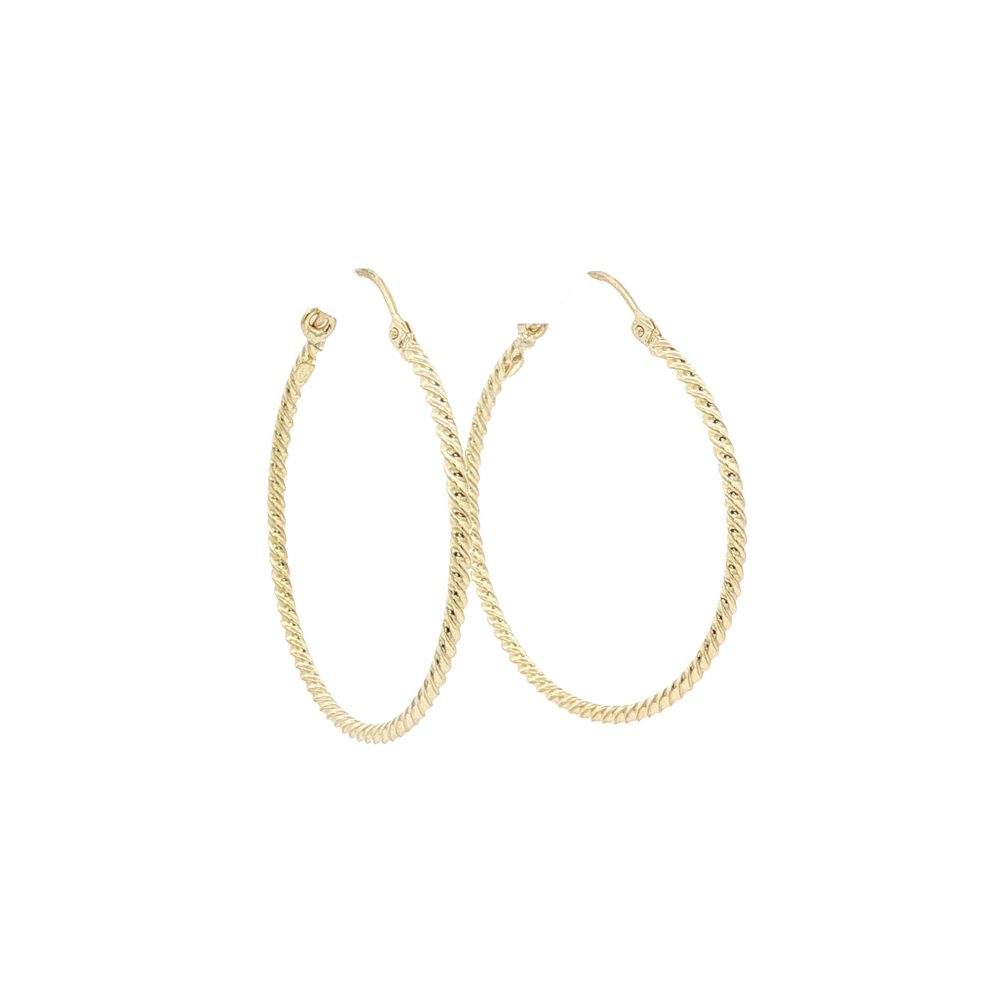 Gouden vintage getordeerde oorringen 14 kt