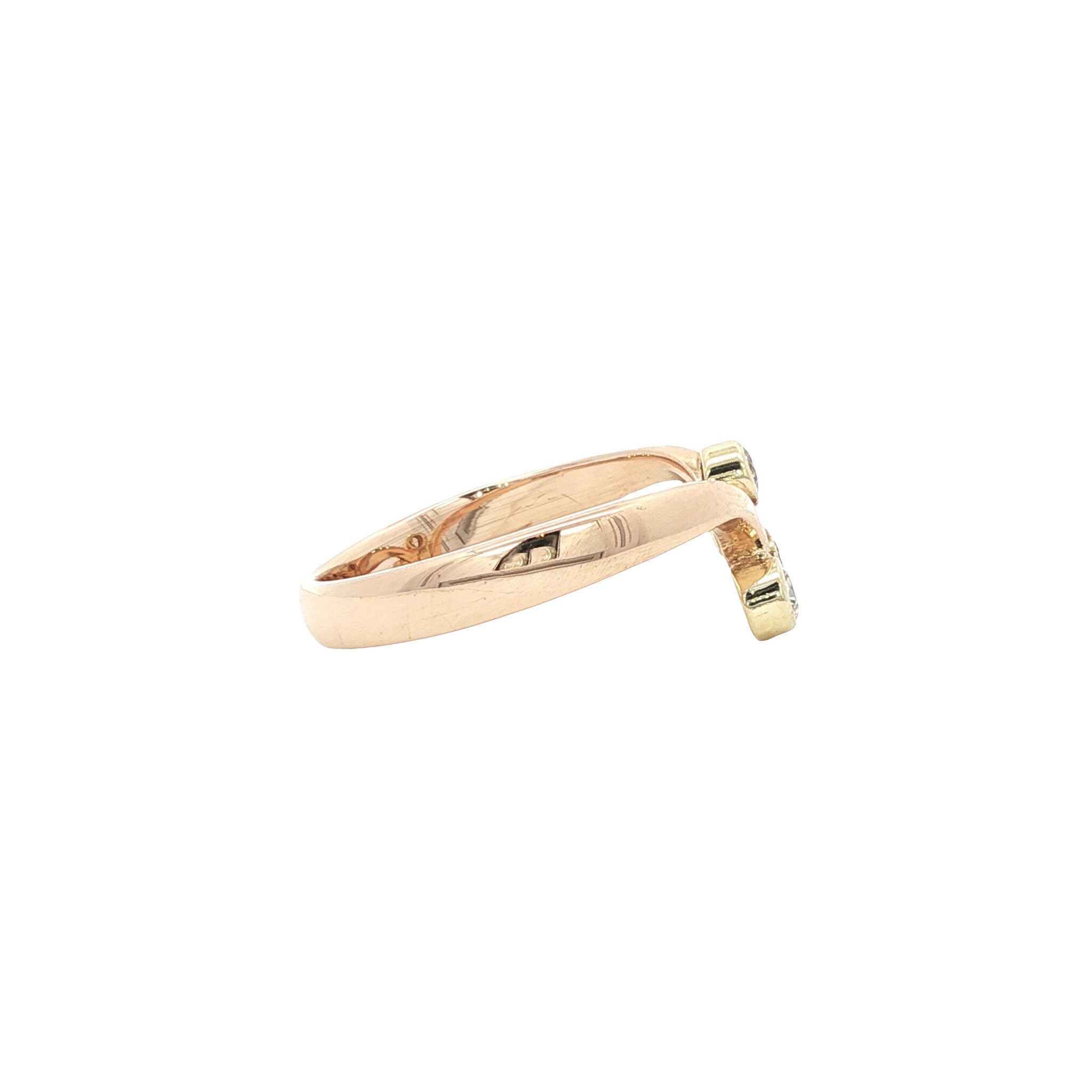 Vintage 14 kt rose-gold ring with diamond