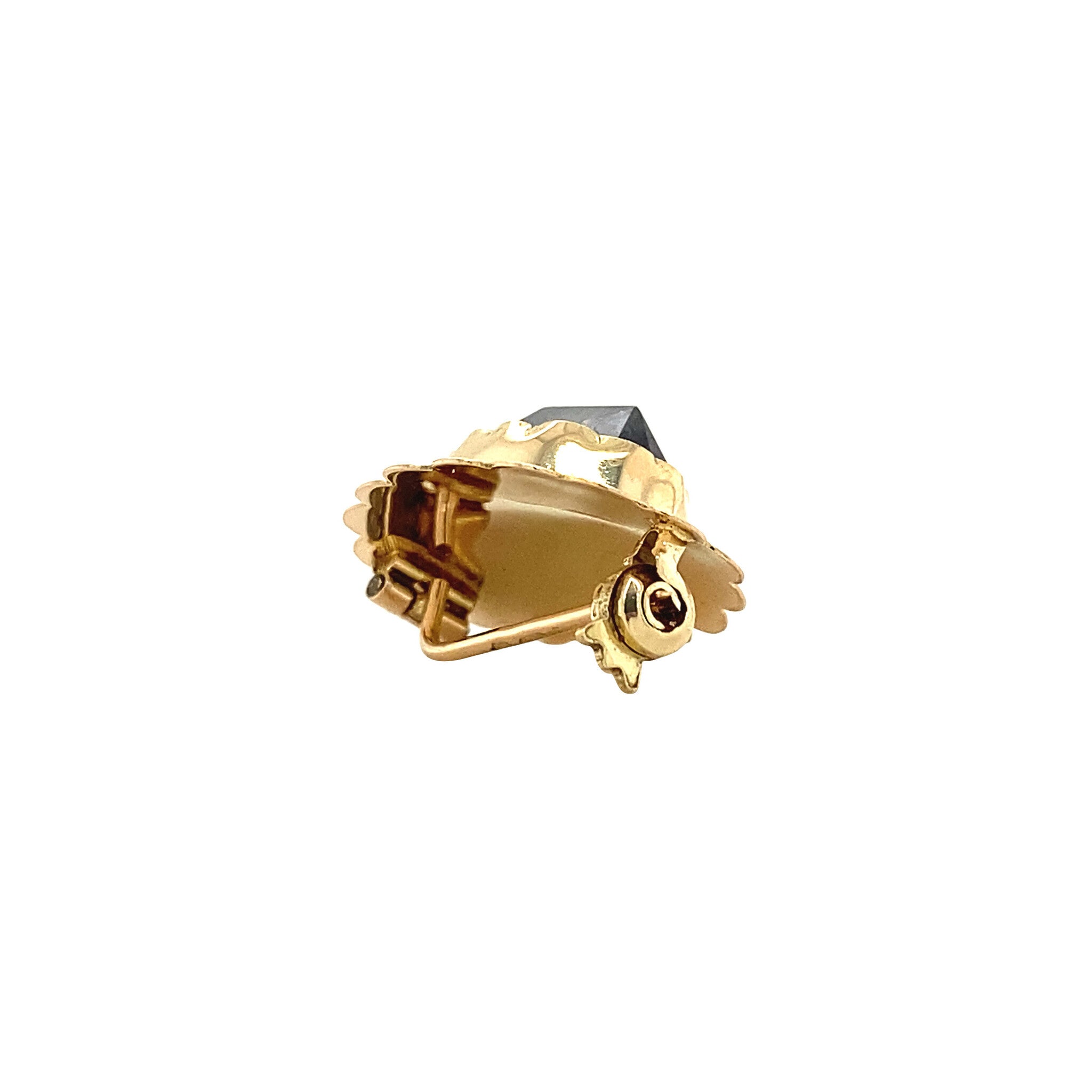 Vintage gold brooch with garnet, 14 kt