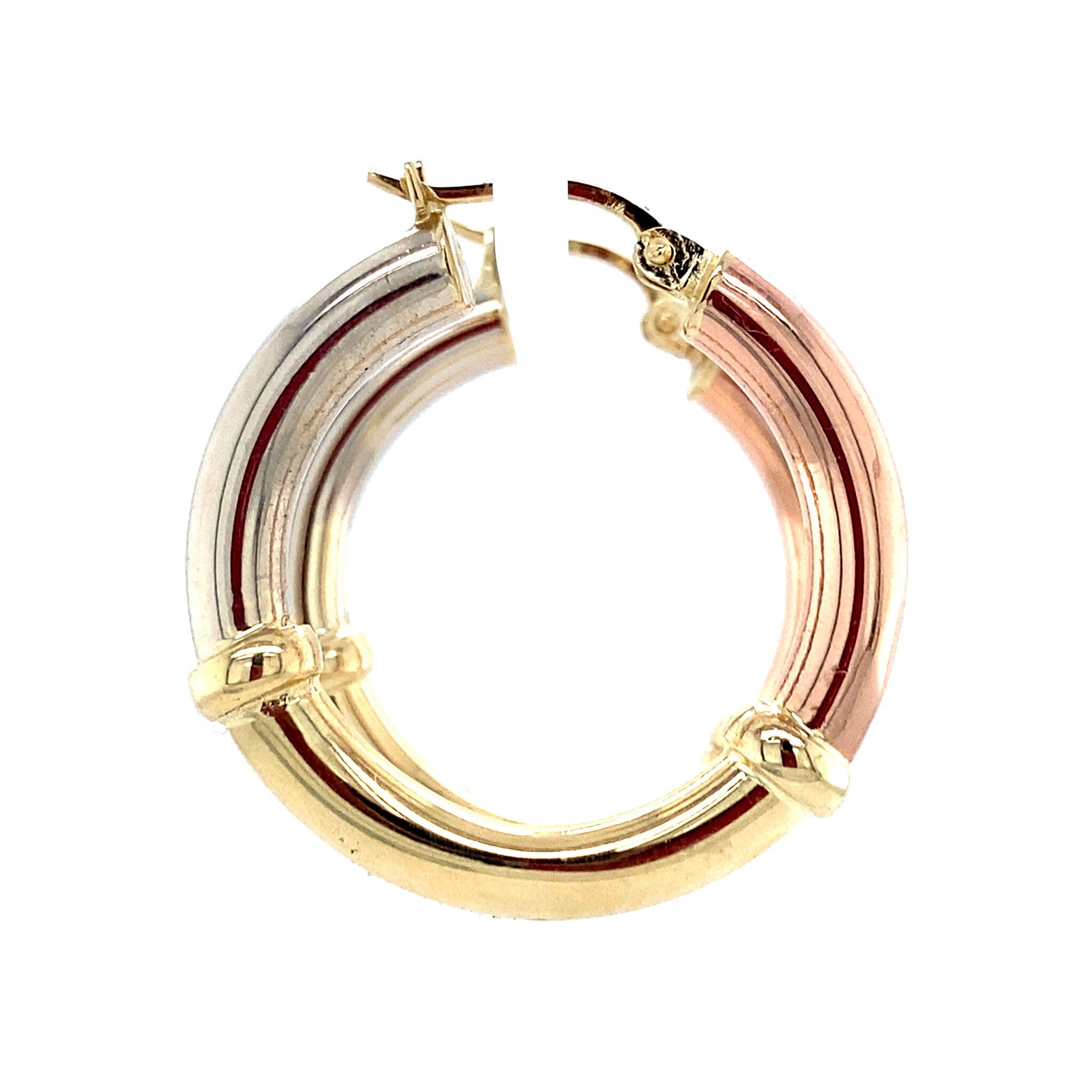 Tricolour gouden vintage oorringen 14 krt