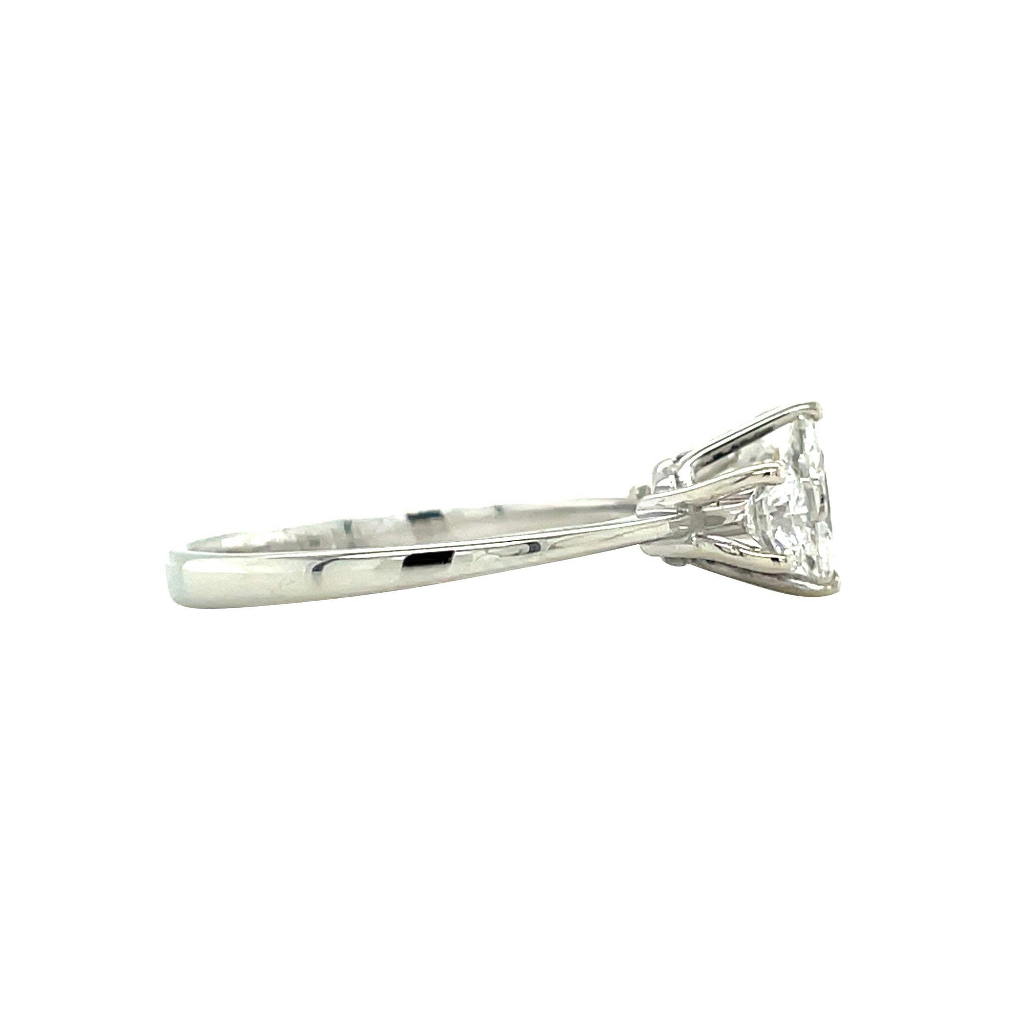 Witgouden vintage trigolie ring met diamant 14 kt
