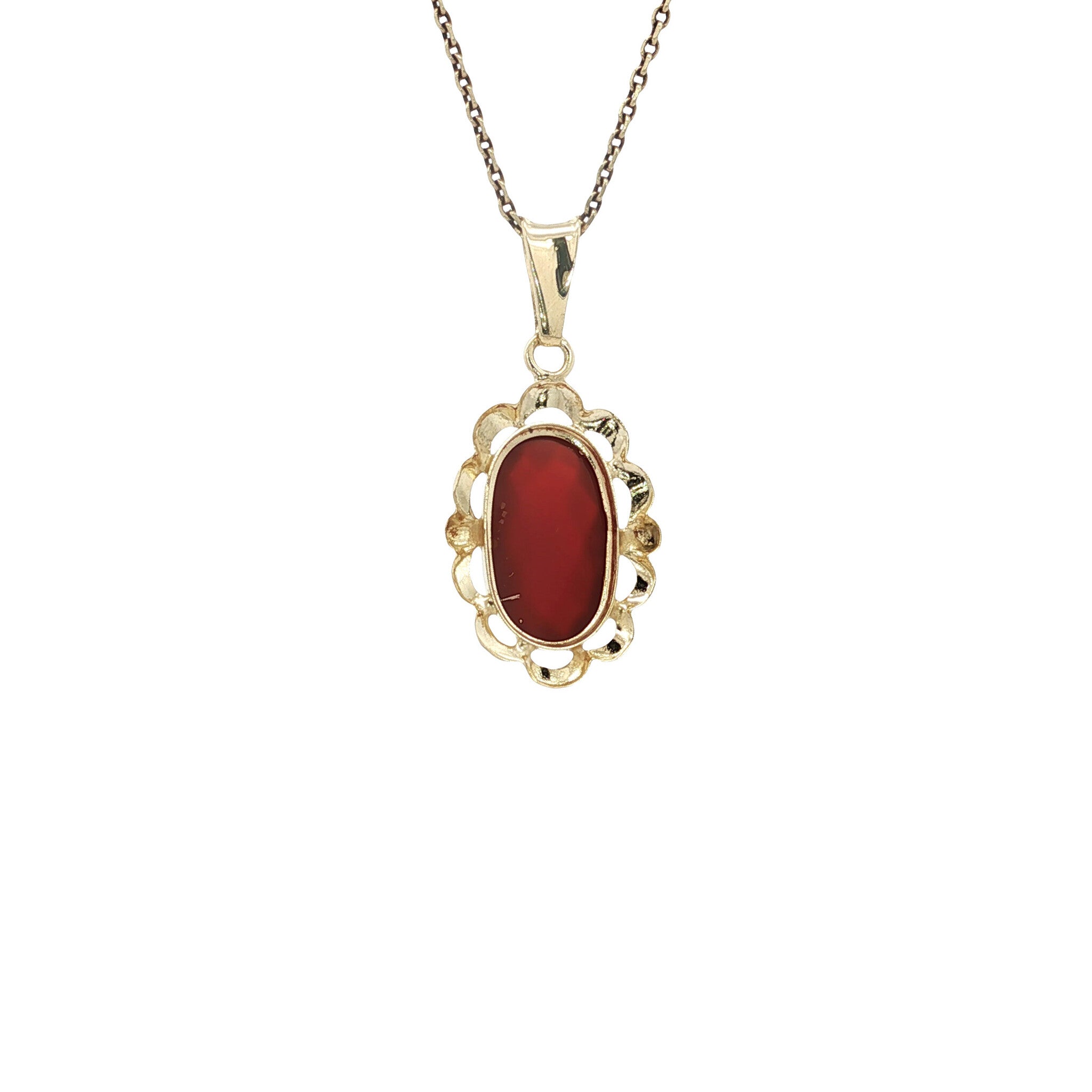 Vintage gold pendant with carnelian, 14 kt