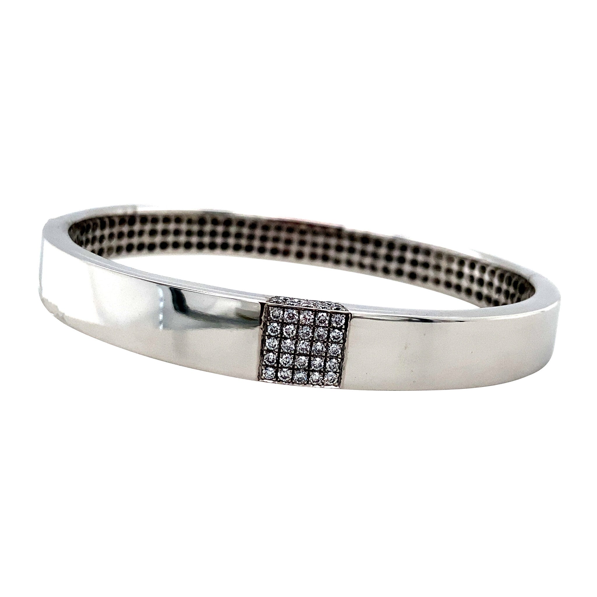 Witgouden vintage bangle met diamant 18 krt