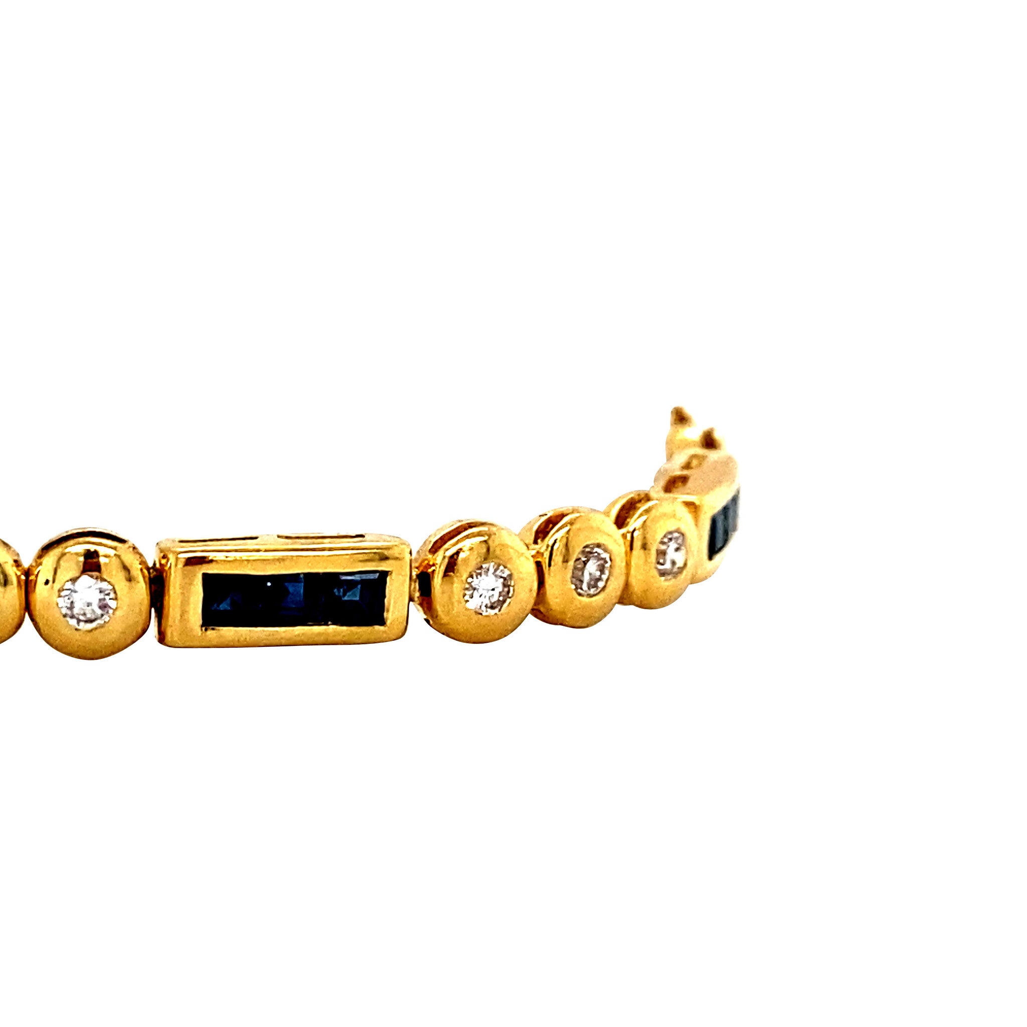 Gouden vintage armband met saffier en diamant 18 krt
