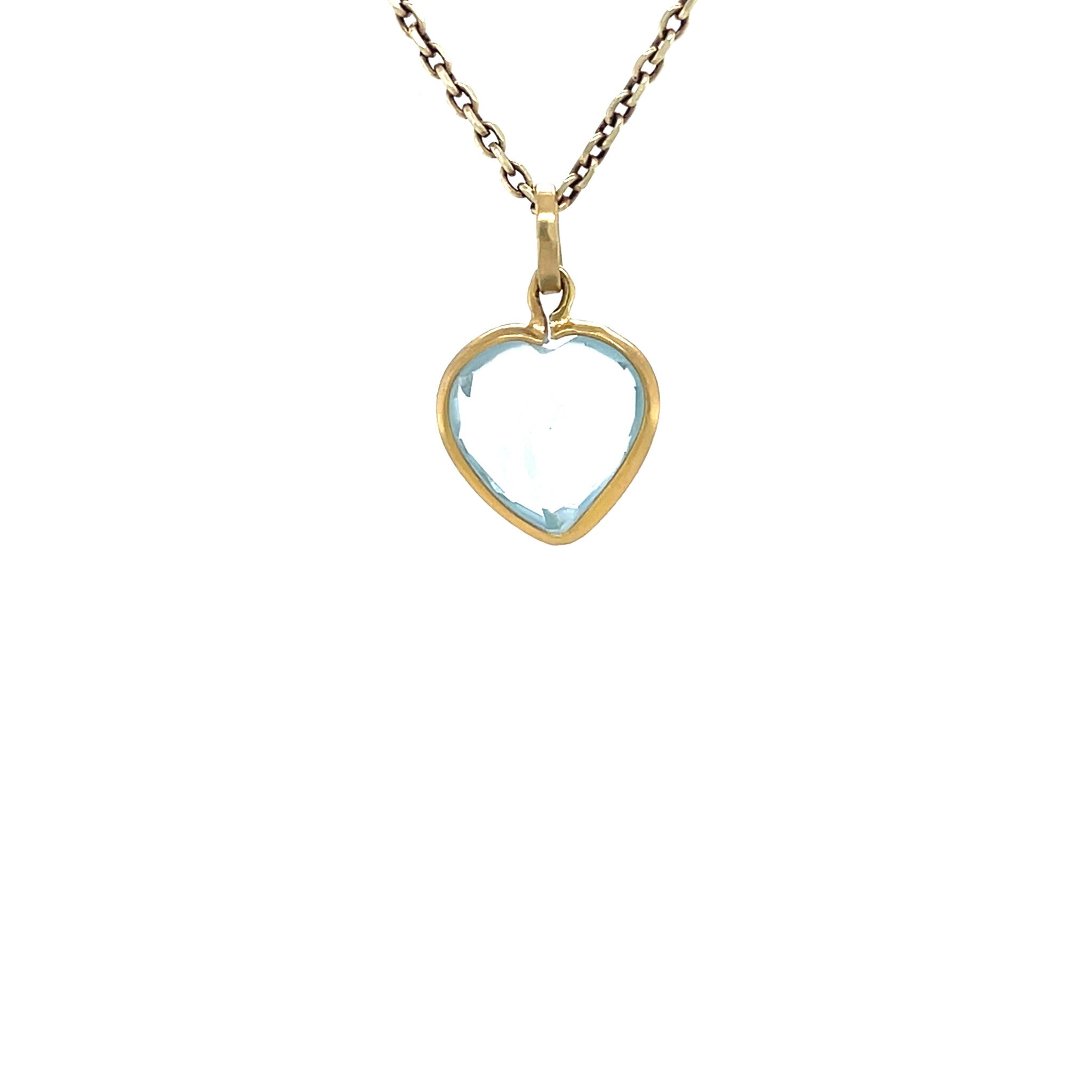 Gouden vintage hart hanger met topaas 18 krt
