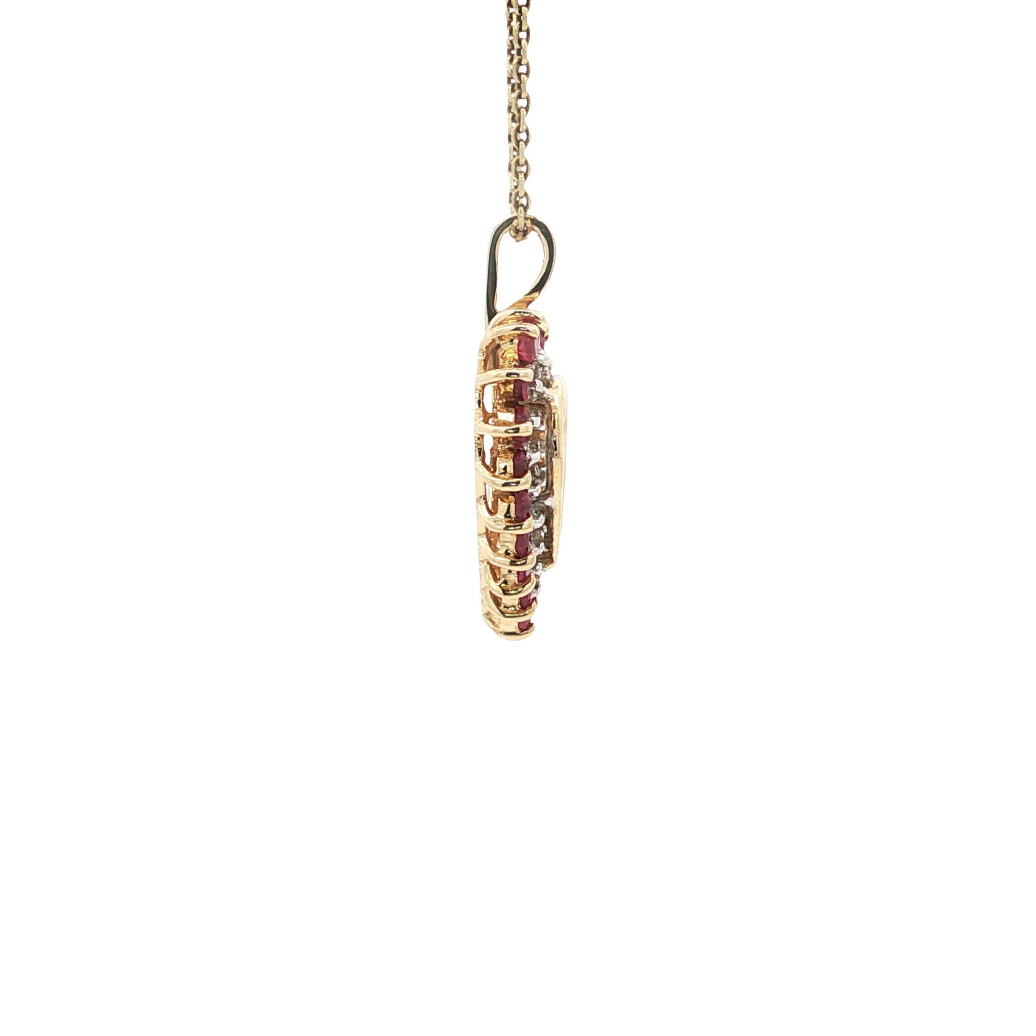 Vintage hart hanger met robijn en diamant 10 kt