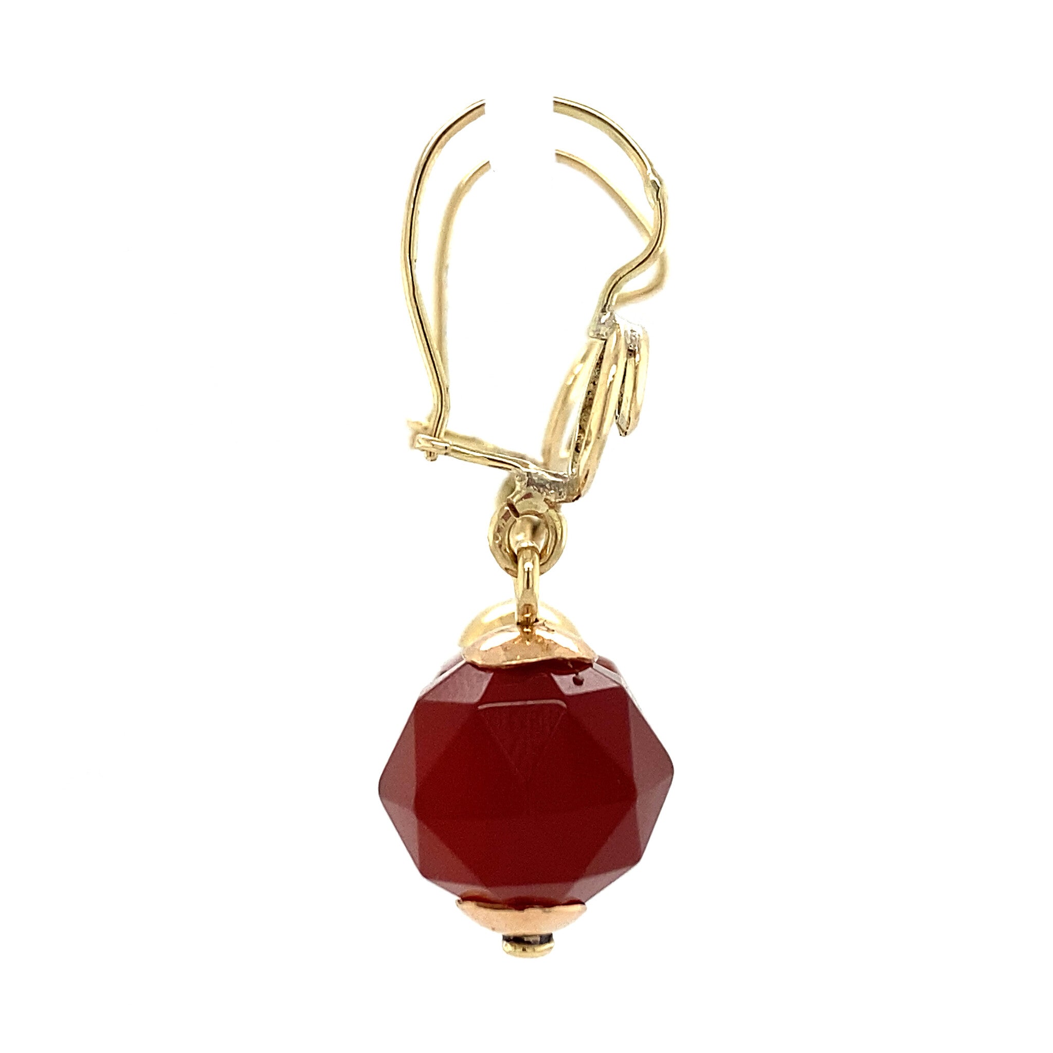 Gold earrings with carnelian 14 crt.