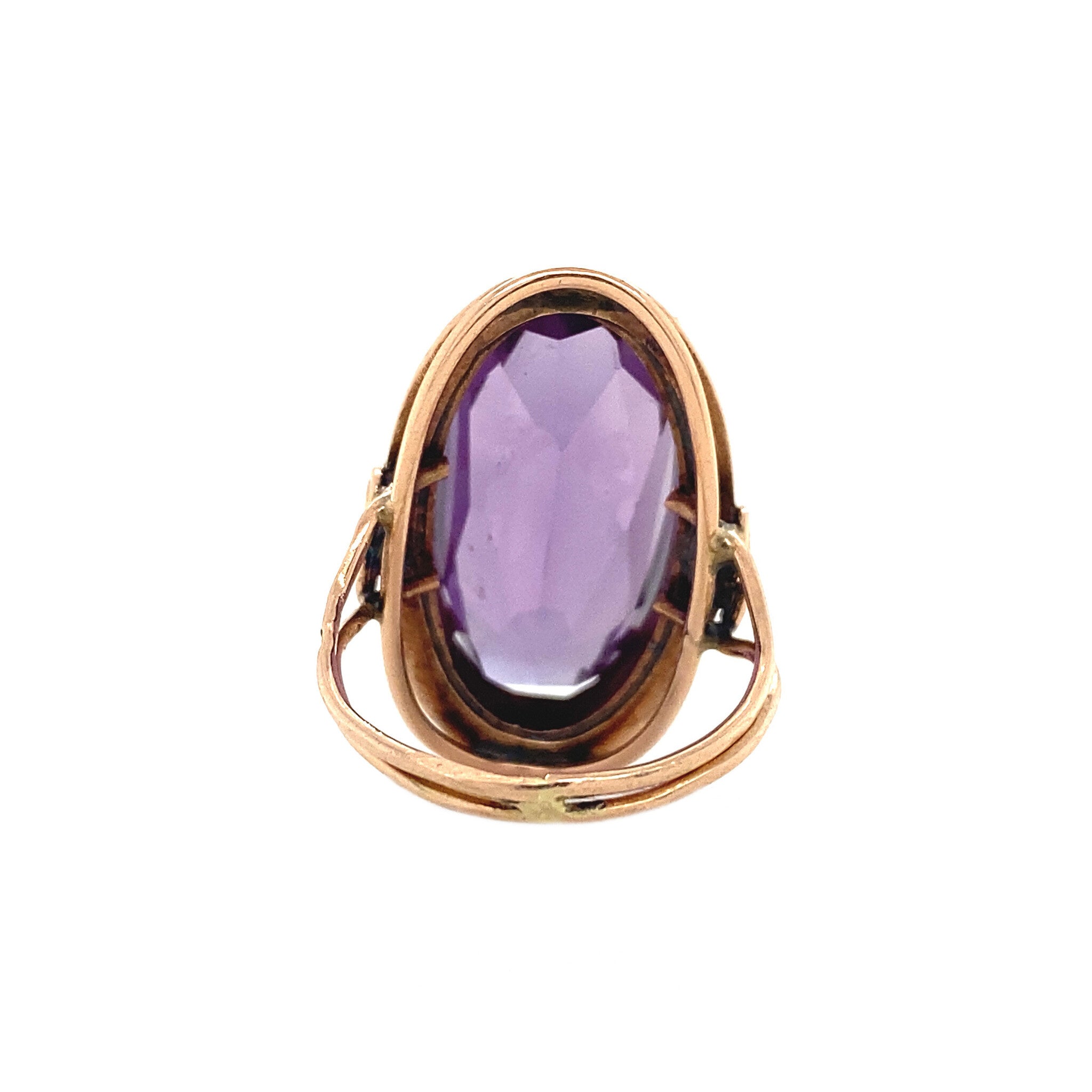 Roségouden ring met saffier 14 krt