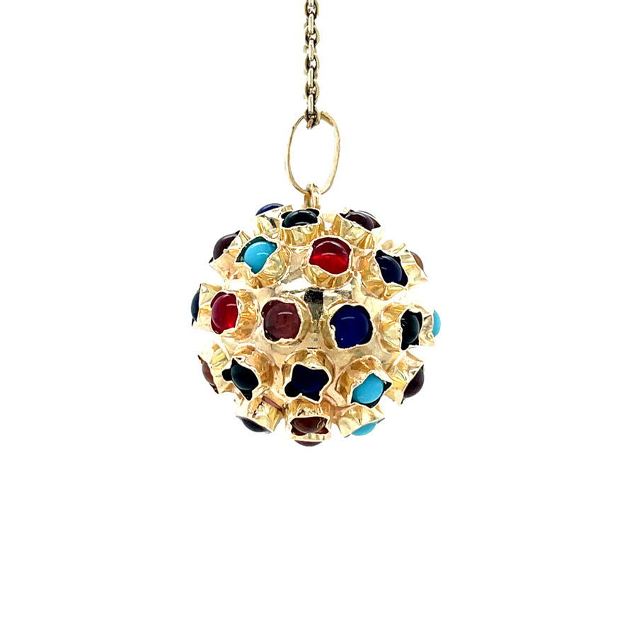 Gold vintage sputnik pendant with colour stone 14 krt