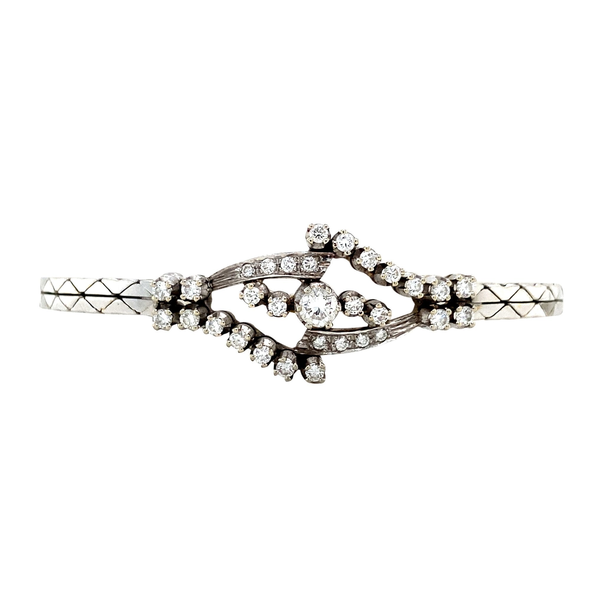 Witgouden vintage armband met diamant 18 krt