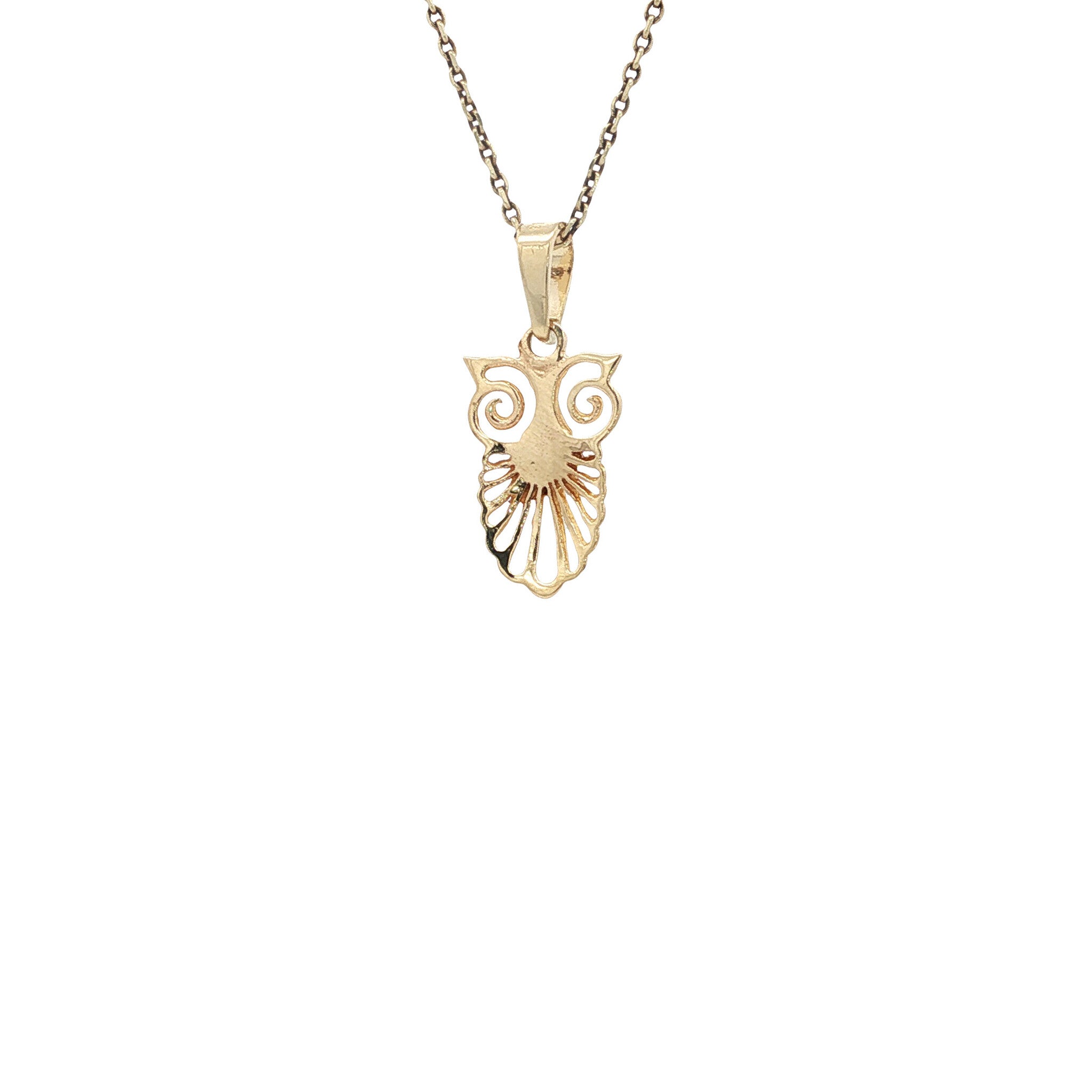 14 kt gold vintage owl pendant
