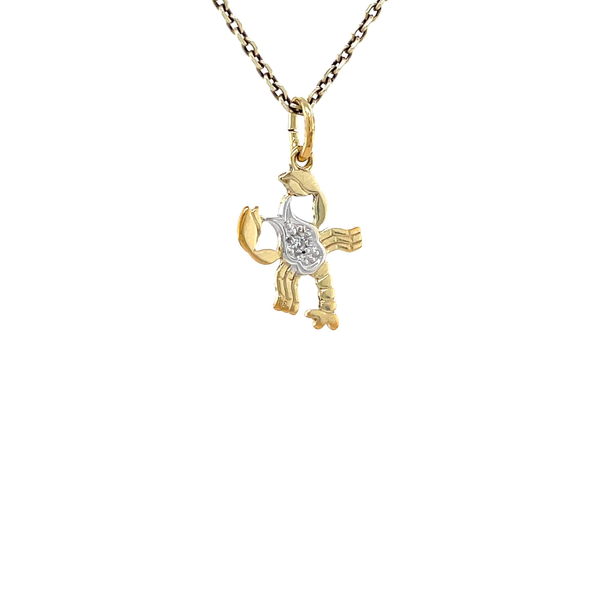 Gouden vintage schorpioen hanger met diamant 14 krt