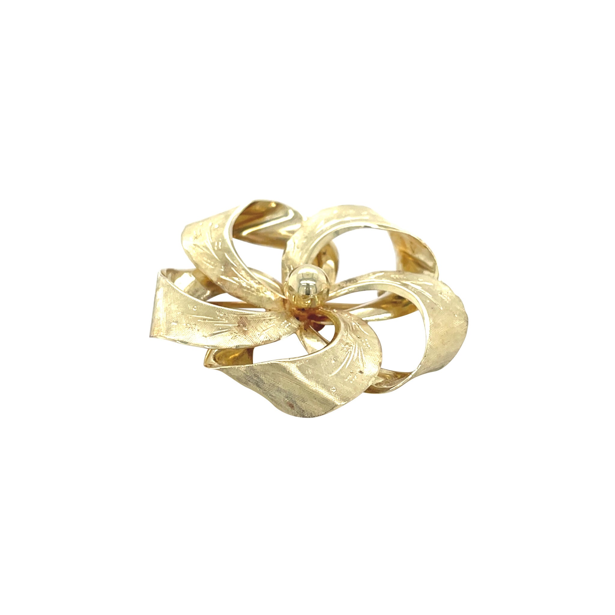 Gold vintage flower brooch 14 kt