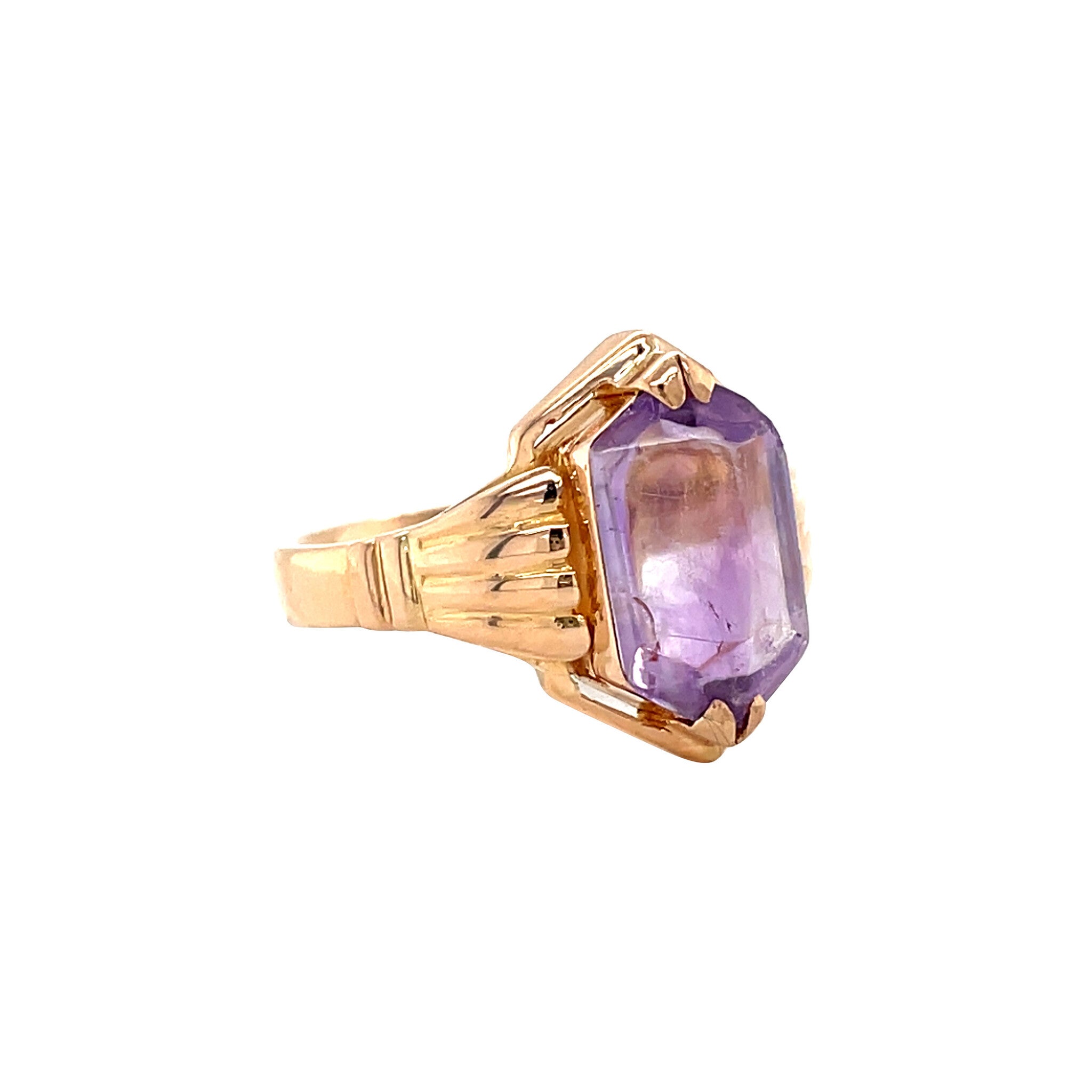 14 kt rose-gold vintage ring with amethyst